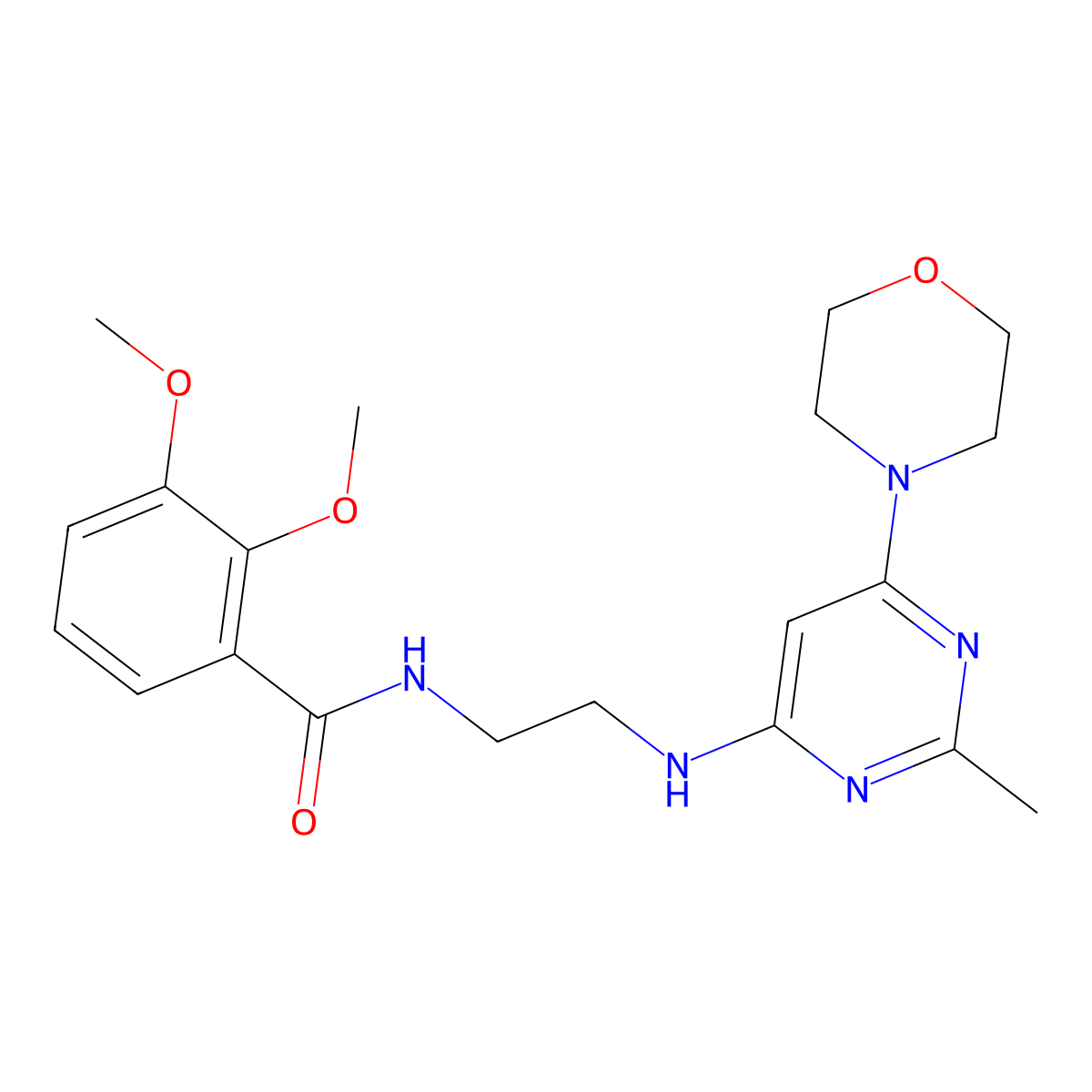 2,3-dimethoxy-N-(2-((2-methyl-6-morpholinopyrimidin-4-yl)amino)ethyl)benzamide molecular structure, CAS 1203238-36-1