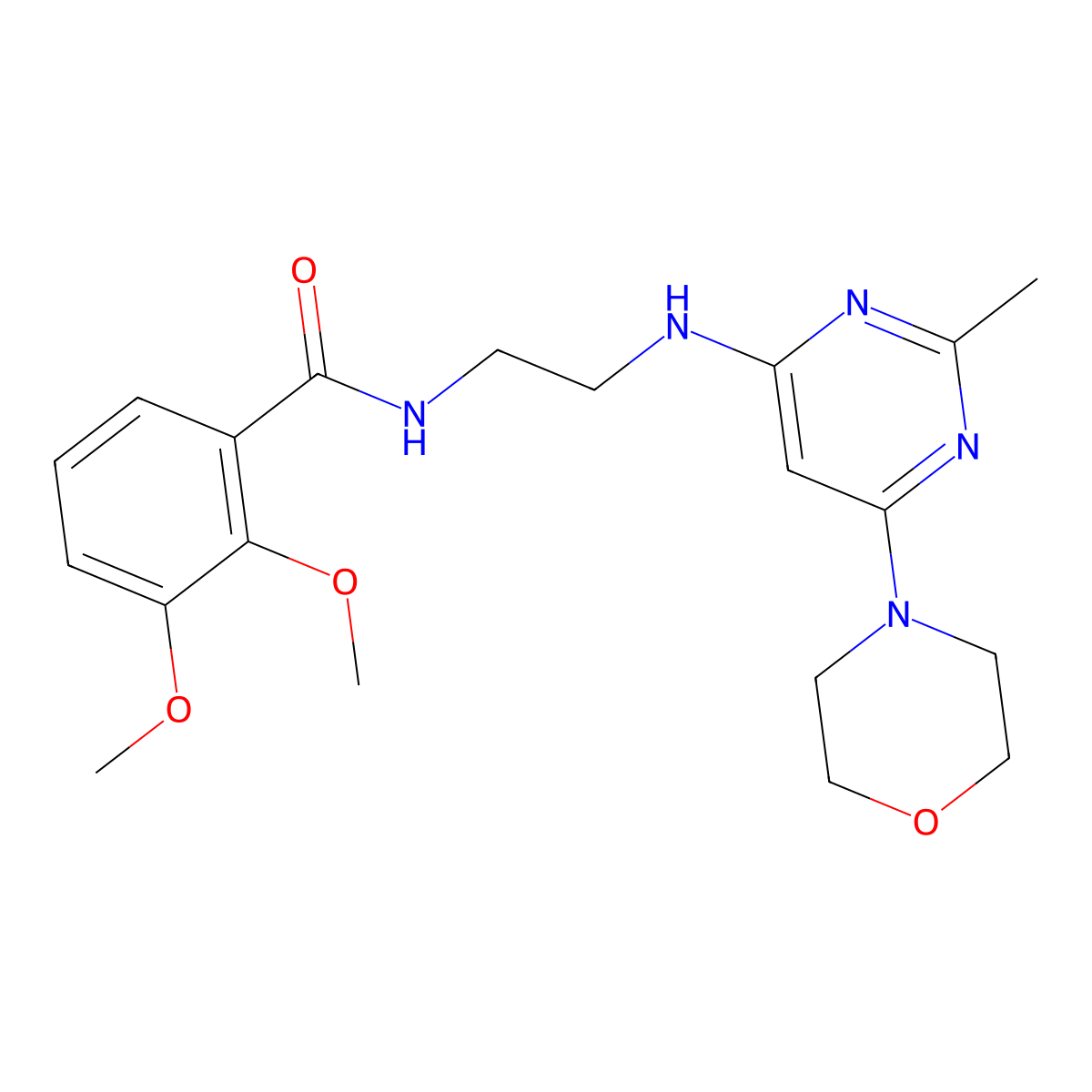 2,3-dimethoxy-N-(2-((2-methyl-6-morpholinopyrimidin-4-yl)amino)ethyl)benzamide molecular structure, CAS 1203238-36-1