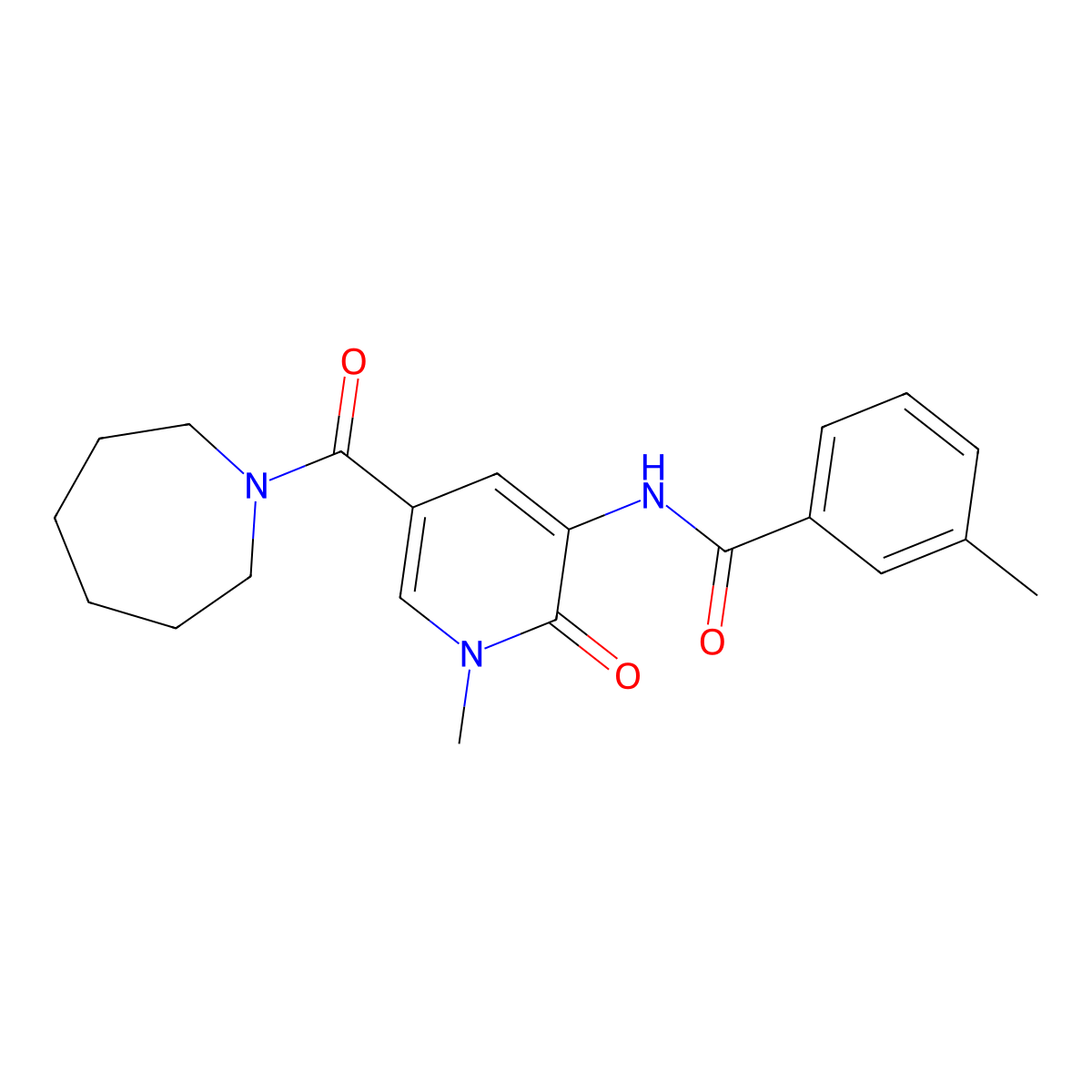 N-[5-(azepane-1-carbonyl)-1-methyl-2-oxo-1,2-dihydropyridin-3-yl]-3-methylbenzamide molecular structure, CAS 1203238-75-8