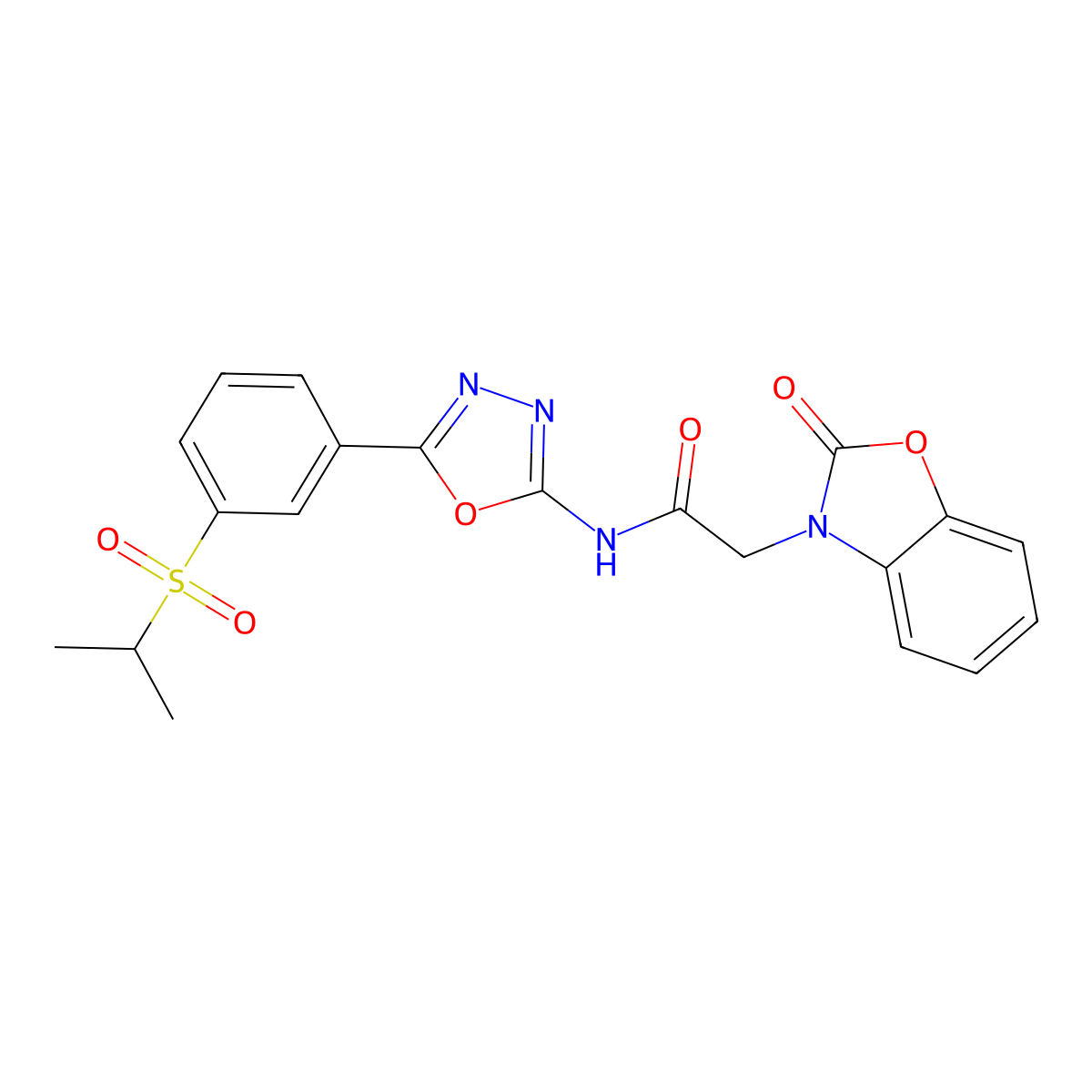 N-(5-(3-(isopropylsulfonyl)phenyl)-1,3,4-oxadiazol-2-yl)-2-(2-oxobenzo[d]oxazol-3(2H)-yl)acetamide molecular structure, CAS 1203239-15-9