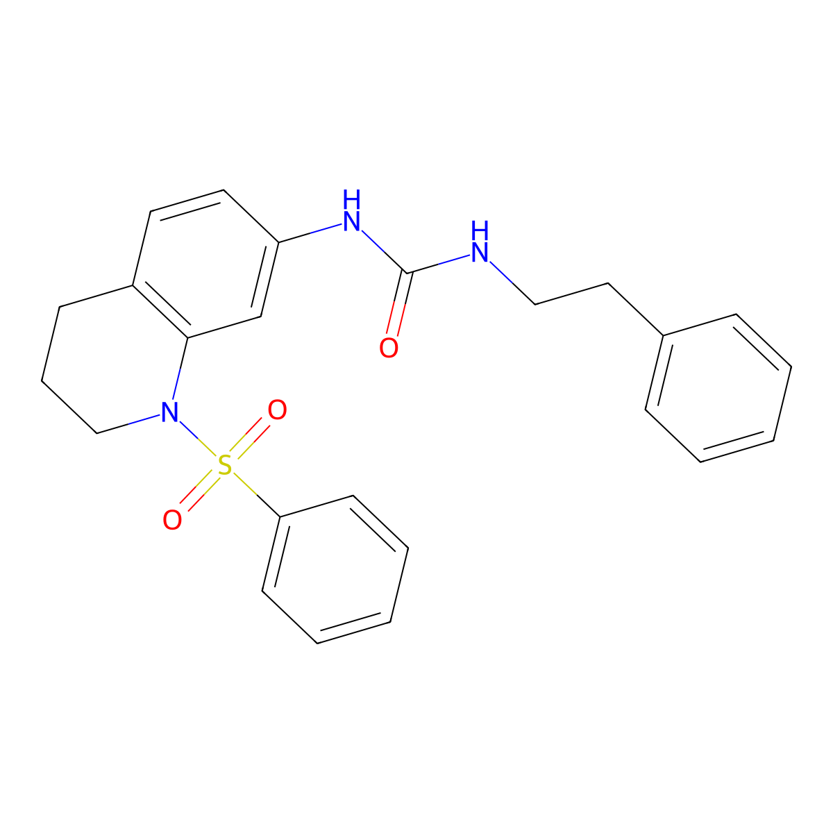 1-Phenethyl-3-(1-(phenylsulfonyl)-1,2,3,4-tetrahydroquinolin-7-yl)urea molecular structure, CAS 1203239-31-9