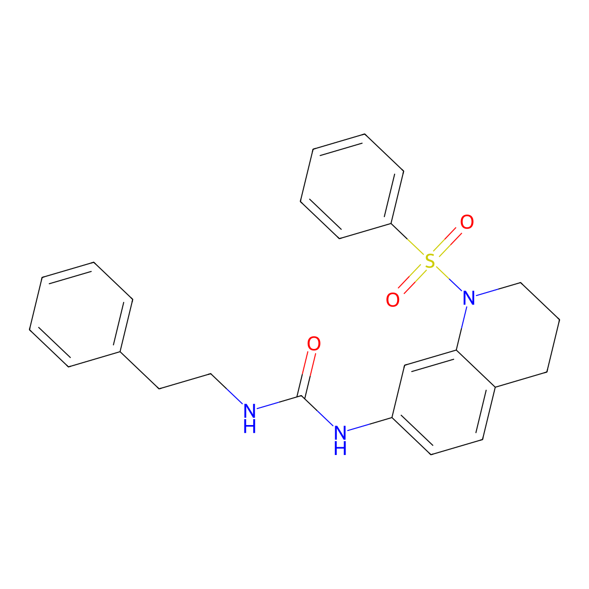 1-Phenethyl-3-(1-(phenylsulfonyl)-1,2,3,4-tetrahydroquinolin-7-yl)urea molecular structure, CAS 1203239-31-9