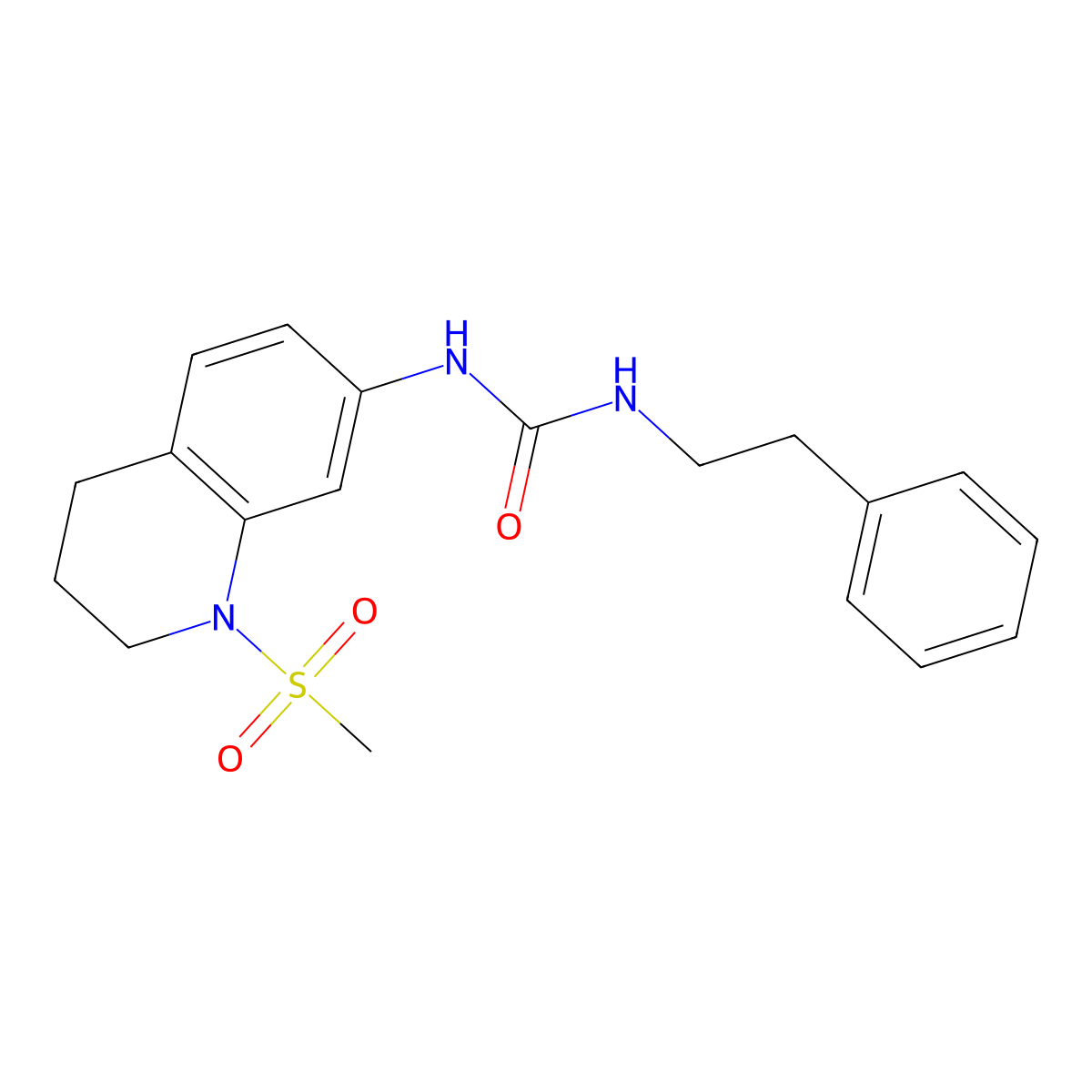 1-(1-(Methylsulfonyl)-1,2,3,4-tetrahydroquinolin-7-yl)-3-phenethylurea molecular structure, CAS 1203240-94-1