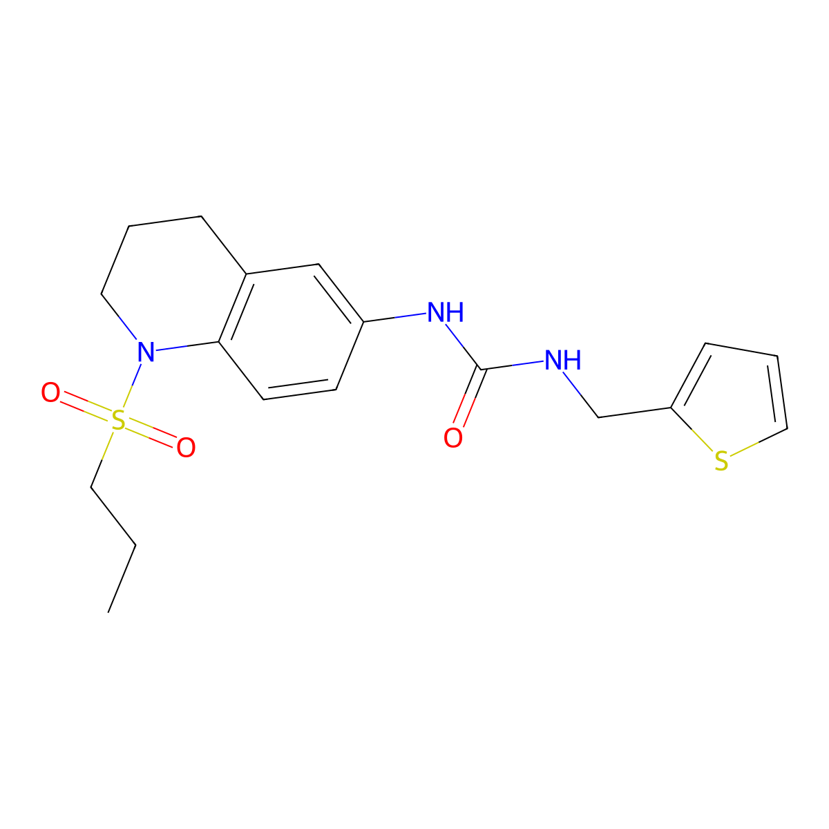 1-(1-(Propylsulfonyl)-1,2,3,4-tetrahydroquinolin-6-yl)-3-(thiophen-2-ylmethyl)urea molecular structure, CAS 1203241-74-0