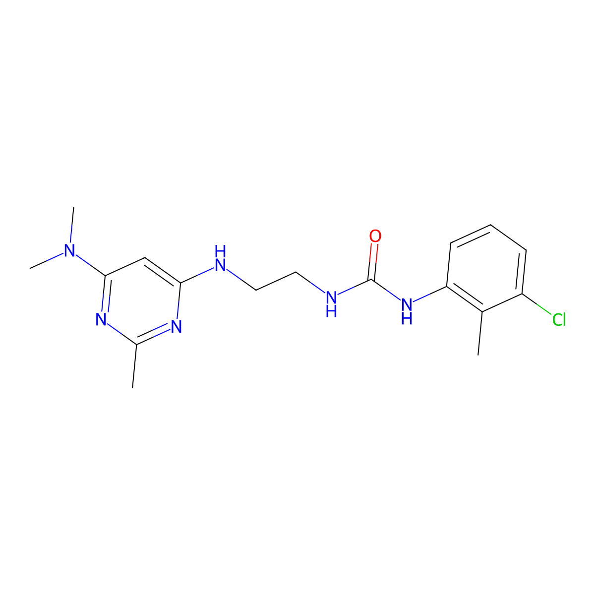 1-(3-Chloro-2-methylphenyl)-3-(2-{[6-(dimethylamino)-2-methylpyrimidin-4-yl]amino}ethyl)urea molecular structure, CAS 1203242-20-9