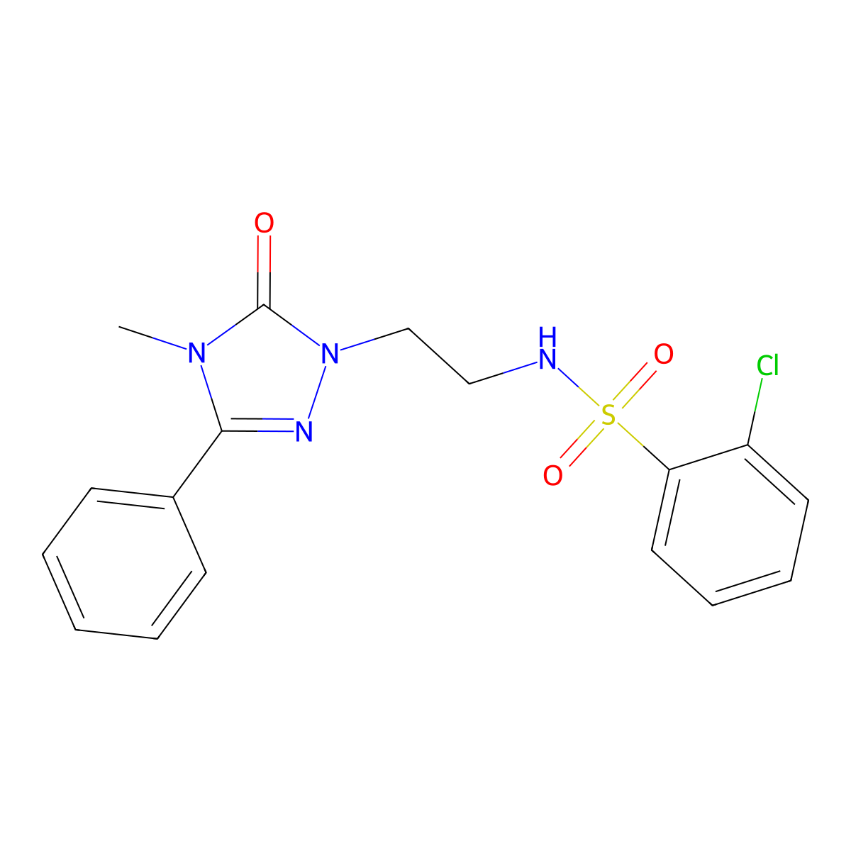 2-chloro-N-(2-(4-methyl-5-oxo-3-phenyl-4,5-dihydro-1H-1,2,4-triazol-1-yl)ethyl)benzenesulfonamide molecular structure, CAS 1203242-73-2