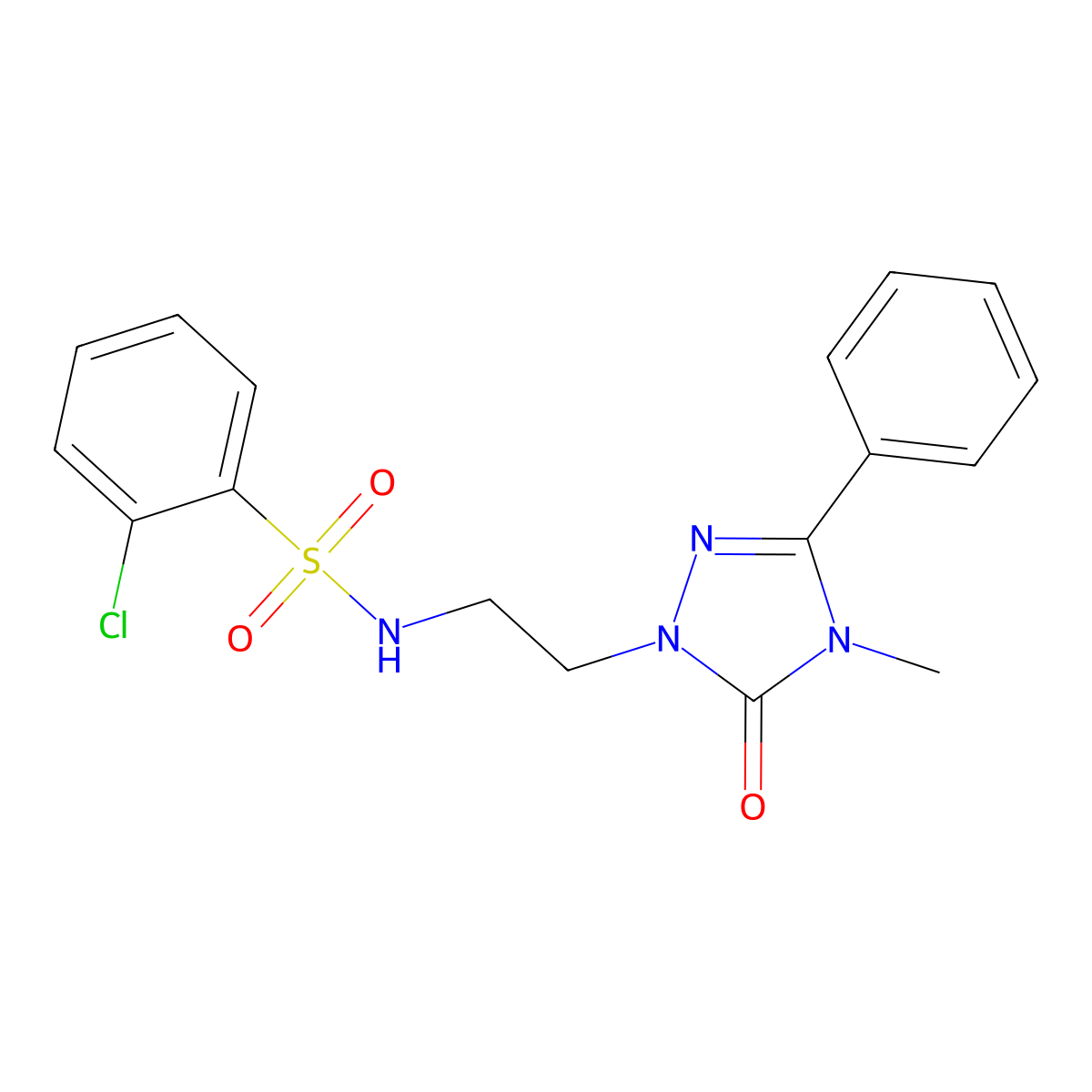 2-chloro-N-(2-(4-methyl-5-oxo-3-phenyl-4,5-dihydro-1H-1,2,4-triazol-1-yl)ethyl)benzenesulfonamide molecular structure, CAS 1203242-73-2