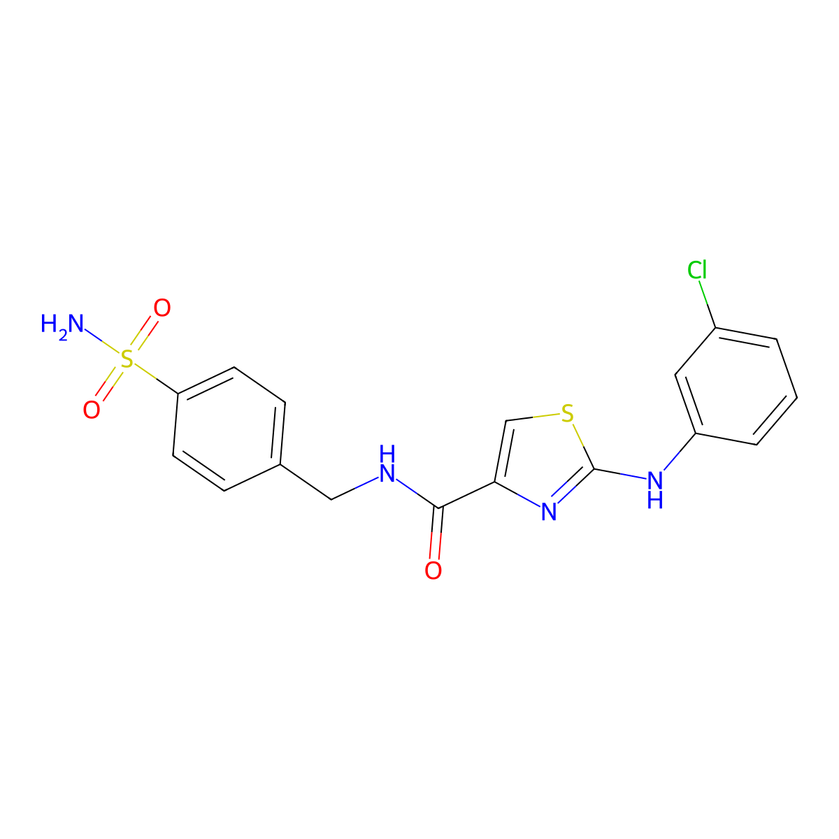 2-((3-chlorophenyl)amino)-N-(4-sulfamoylbenzyl)thiazole-4-carboxamide molecular structure, CAS 1203243-71-3