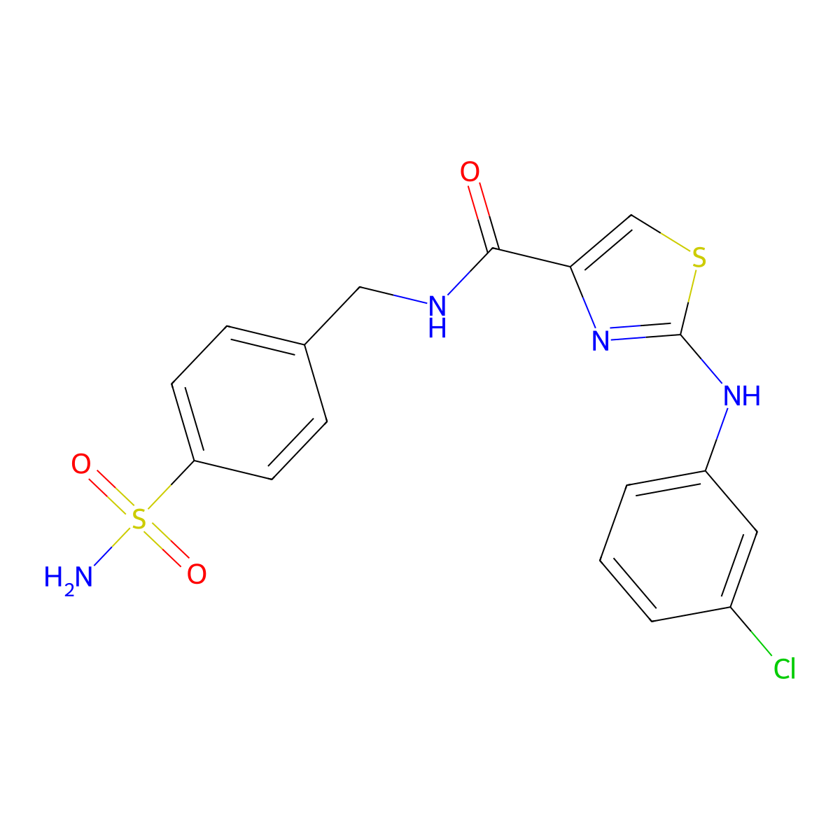 2-((3-chlorophenyl)amino)-N-(4-sulfamoylbenzyl)thiazole-4-carboxamide molecular structure, CAS 1203243-71-3