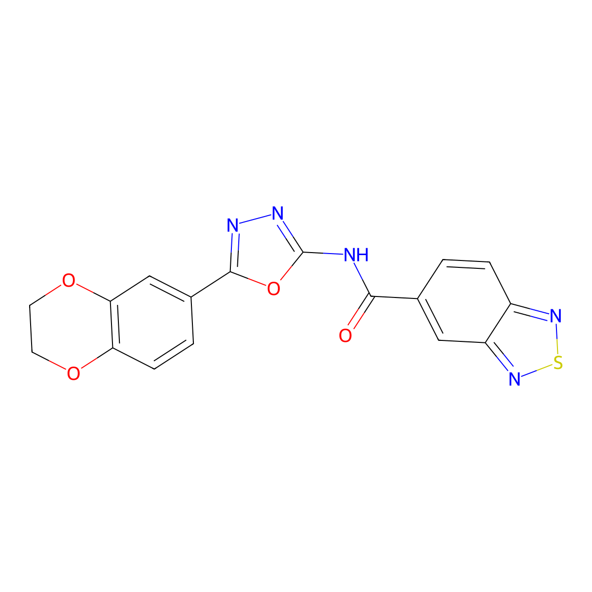 N-(5-(2,3-dihydrobenzo[b][1,4]dioxin-6-yl)-1,3,4-oxadiazol-2-yl)benzo[c][1,2,5]thiadiazole-5-carboxamide molecular structure, CAS 1203245-47-9