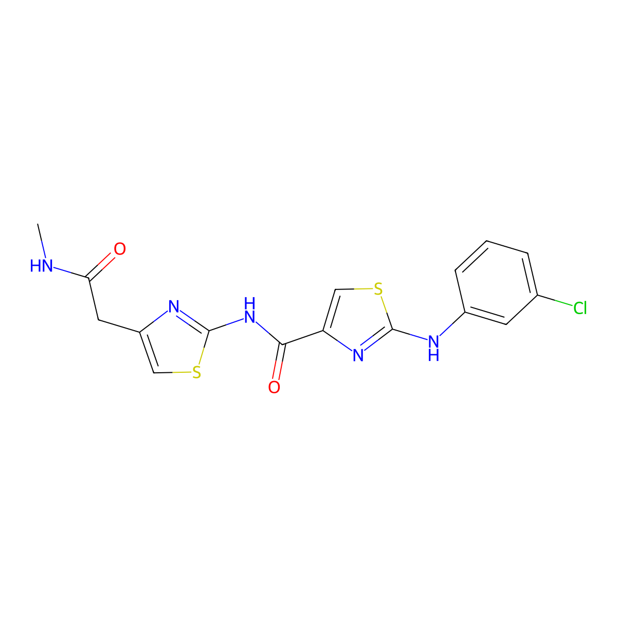 2-((3-chlorophenyl)amino)-N-(4-(2-(methylamino)-2-oxoethyl)thiazol-2-yl)thiazole-4-carboxamide molecular structure, CAS 1203246-22-3
