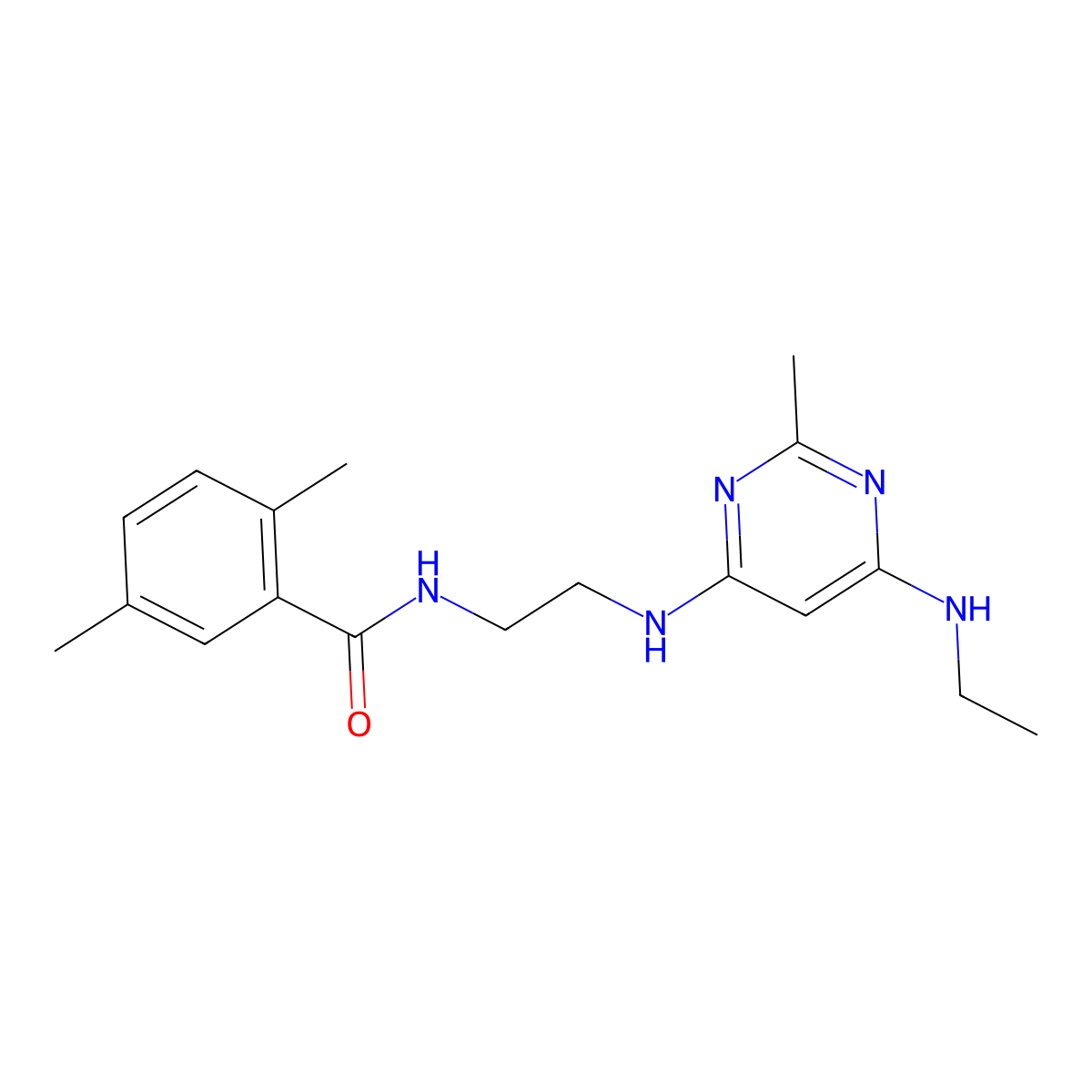 N-(2-((6-(ethylamino)-2-methylpyrimidin-4-yl)amino)ethyl)-2,5-dimethylbenzamide molecular structure, CAS 1203246-46-1