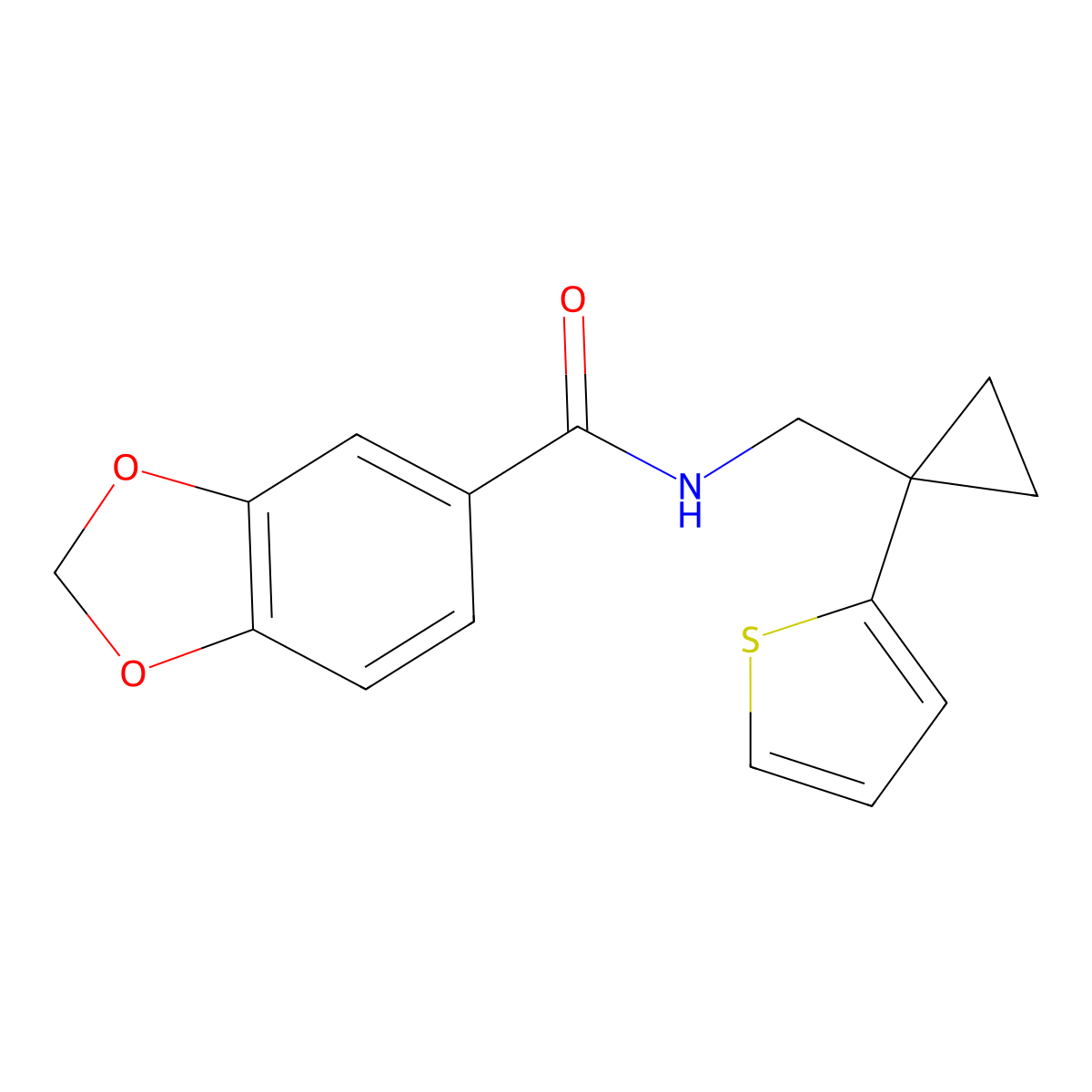 N-((1-(thiophen-2-yl)cyclopropyl)methyl)benzo[d][1,3]dioxole-5-carboxamide molecular structure, CAS 1203246-75-6