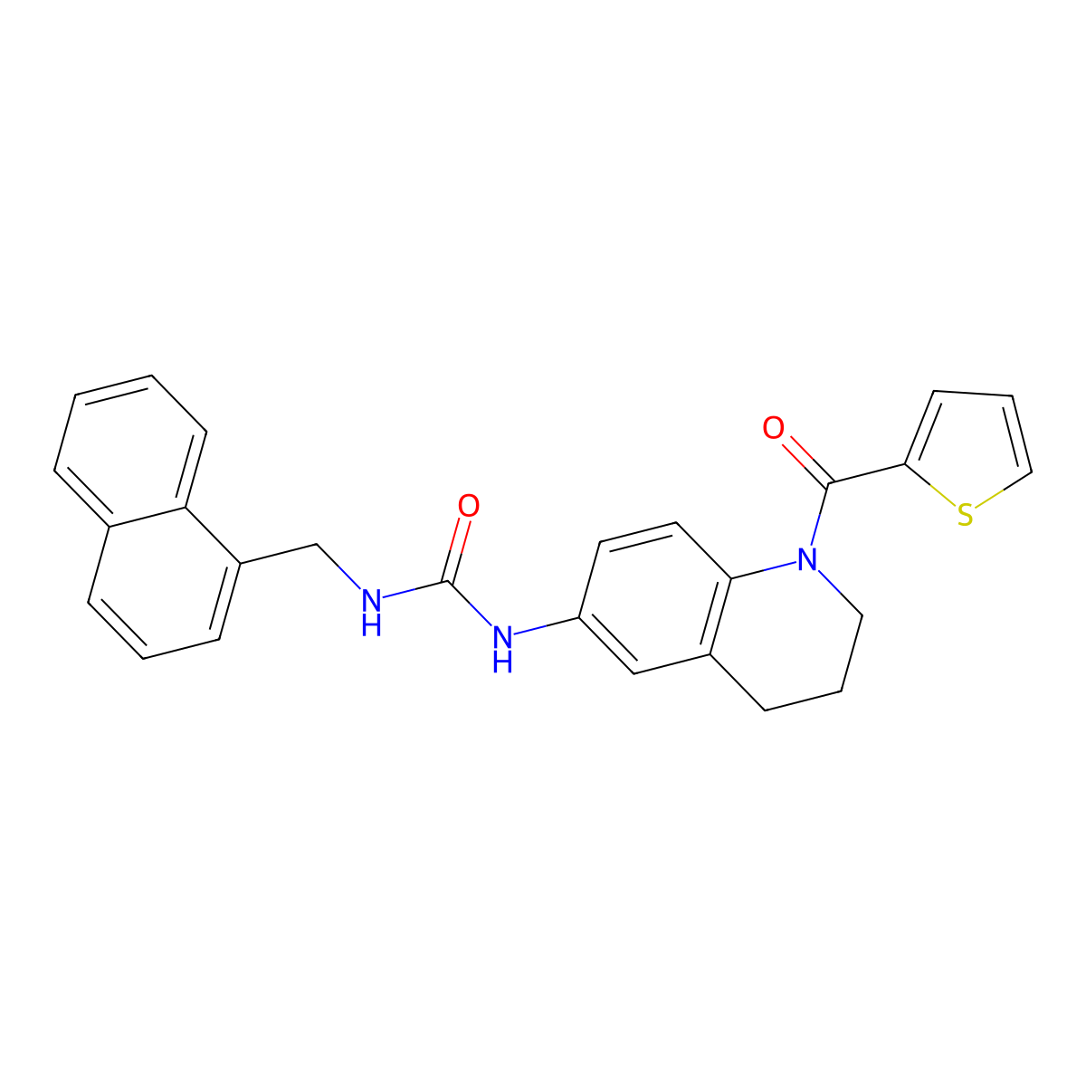 1-(Naphthalen-1-ylmethyl)-3-(1-(thiophene-2-carbonyl)-1,2,3,4-tetrahydroquinolin-6-yl)urea molecular structure, CAS 1203246-98-3