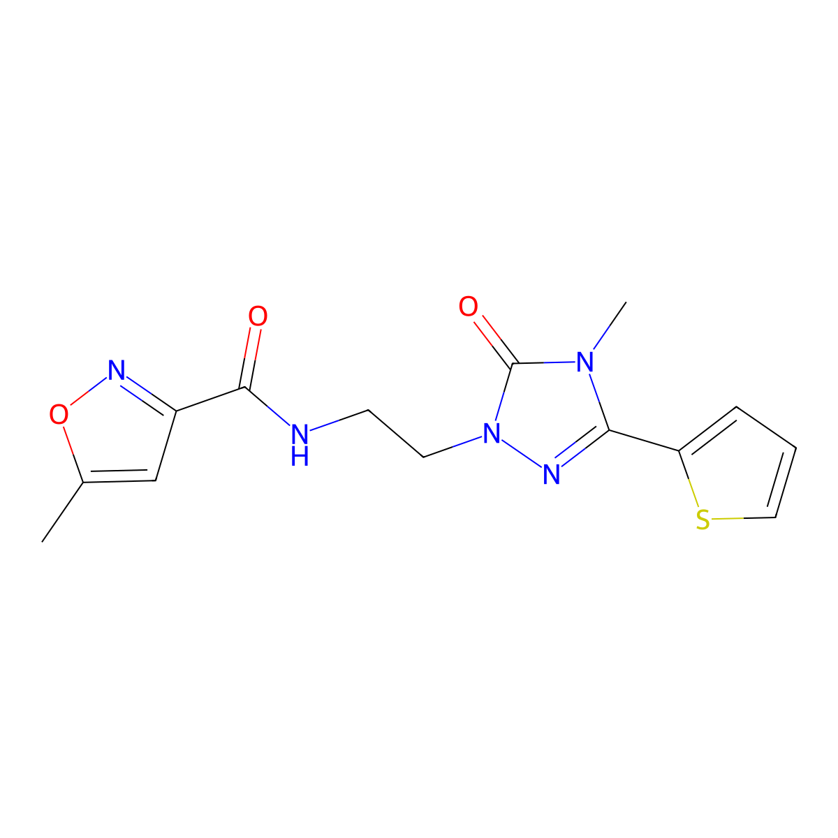 5-methyl-N-(2-(4-methyl-5-oxo-3-(thiophen-2-yl)-4,5-dihydro-1H-1,2,4-triazol-1-yl)ethyl)isoxazole-3-carboxamide molecular structure, CAS 1203247-79-3