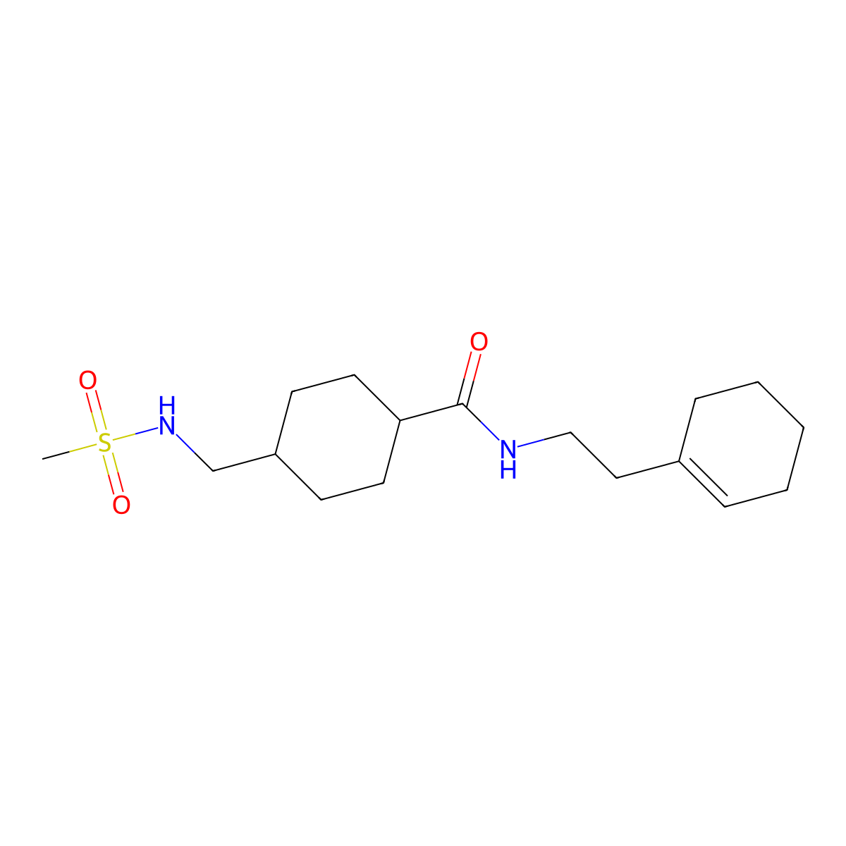 N-[2-(cyclohex-1-en-1-yl)ethyl]-4-(methanesulfonamidomethyl)cyclohexane-1-carboxamide molecular structure, CAS 1203247-80-6