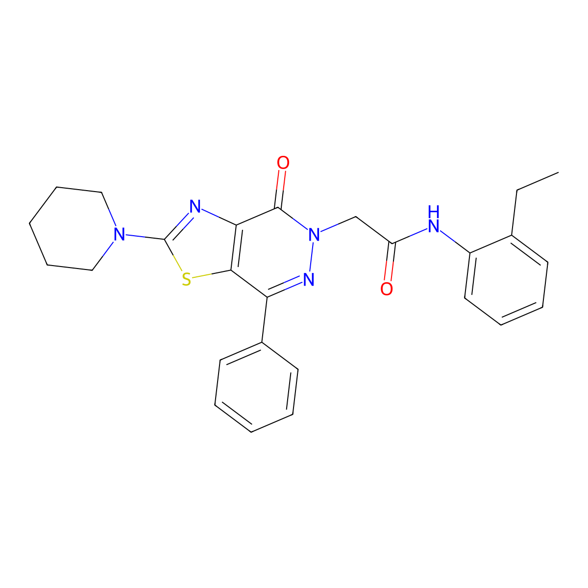 N-(2-ethylphenyl)-2-(4-oxo-7-phenyl-2-(piperidin-1-yl)thiazolo[4,5-d]pyridazin-5(4H)-yl)acetamide molecular structure, CAS 1203248-31-0