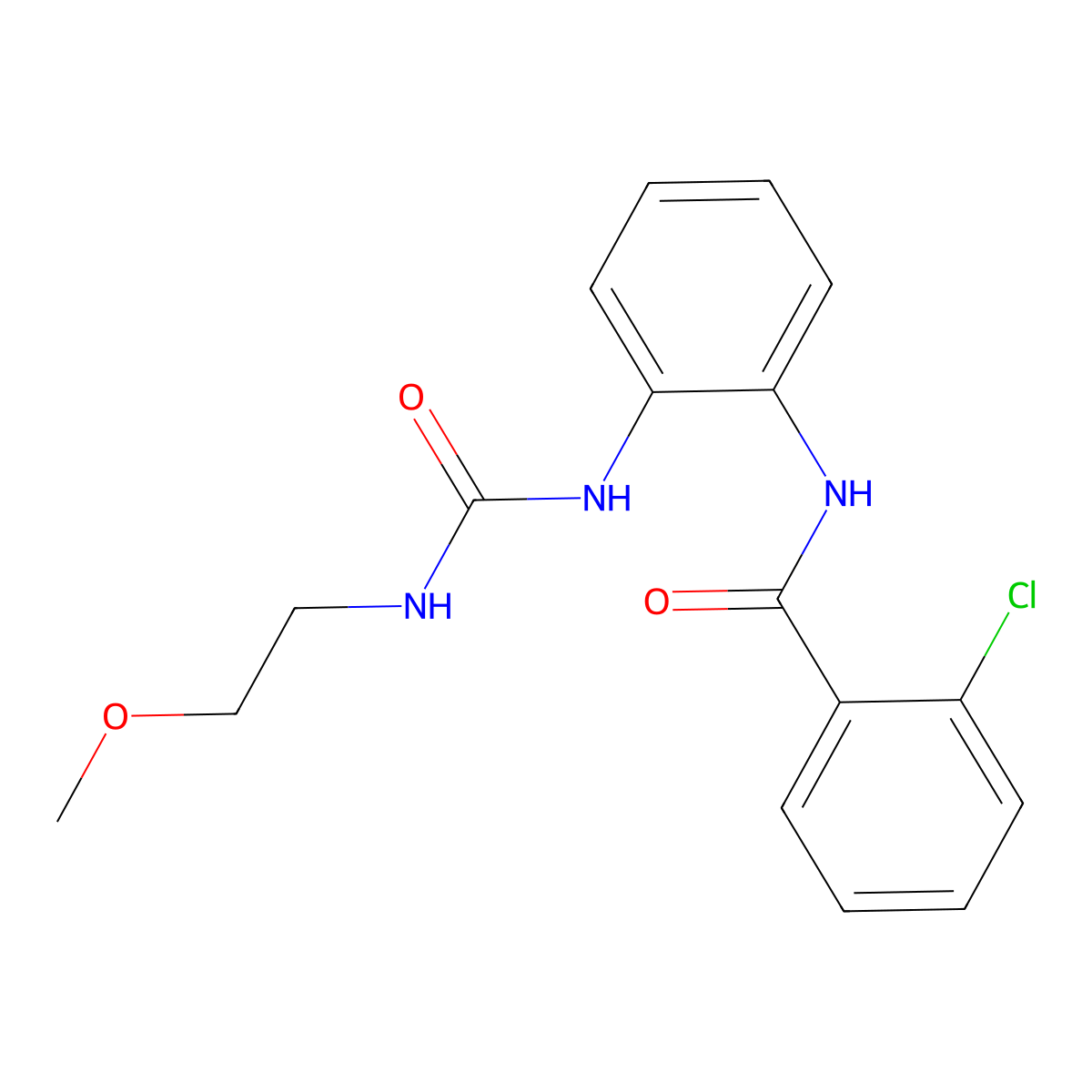 2-chloro-N-(2-(3-(2-methoxyethyl)ureido)phenyl)benzamide molecular structure, CAS 1203248-56-9