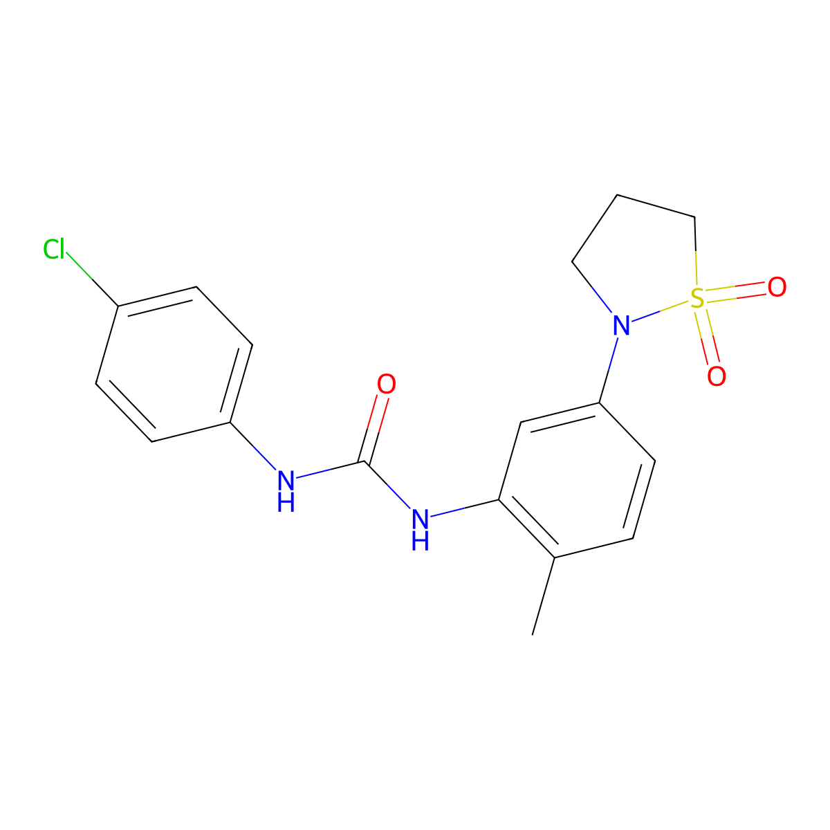 1-(4-Chlorophenyl)-3-(5-(1,1-dioxidoisothiazolidin-2-yl)-2-methylphenyl)urea molecular structure, CAS 1203249-69-7