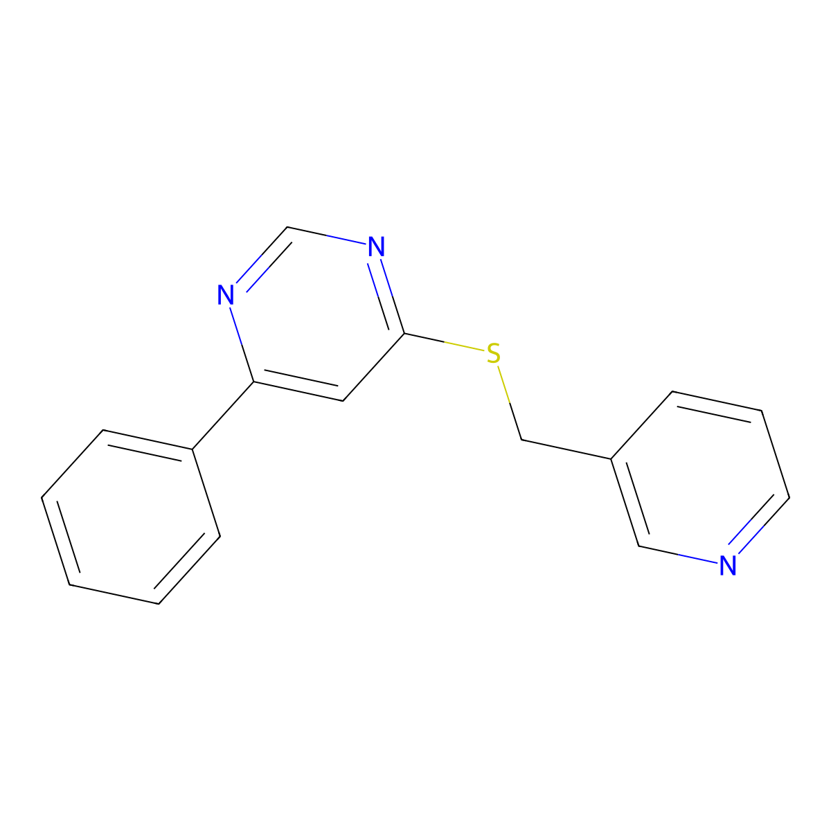 4-Phenyl-6-((pyridin-3-ylmethyl)thio)pyrimidine molecular structure, CAS 1203251-62-0