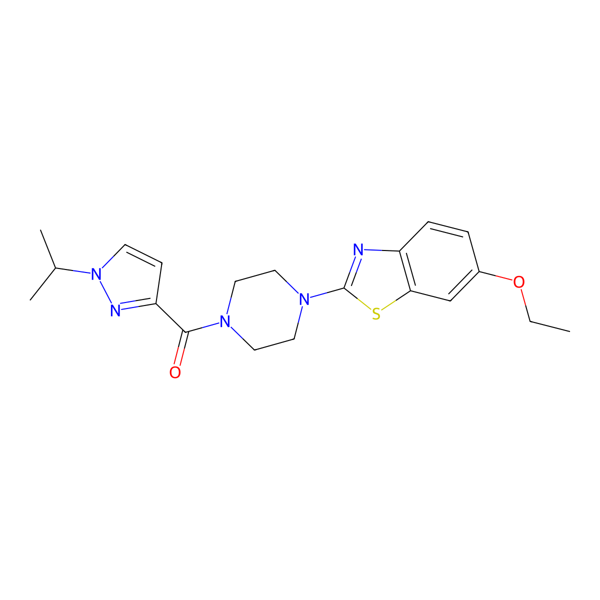 (4-(6-ethoxybenzo[d]thiazol-2-yl)piperazin-1-yl)(1-isopropyl-1H-pyrazol-3-yl)methanone molecular structure, CAS 1203251-69-7