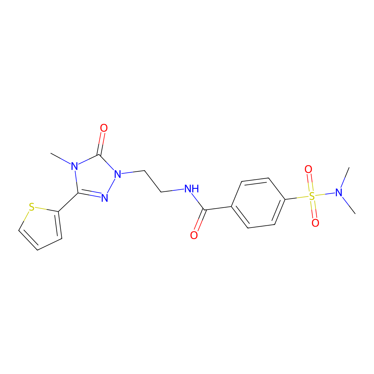 4-(N,N-dimethylsulfamoyl)-N-(2-(4-methyl-5-oxo-3-(thiophen-2-yl)-4,5-dihydro-1H-1,2,4-triazol-1-yl)ethyl)benzamide molecular structure, CAS 1203251-71-1