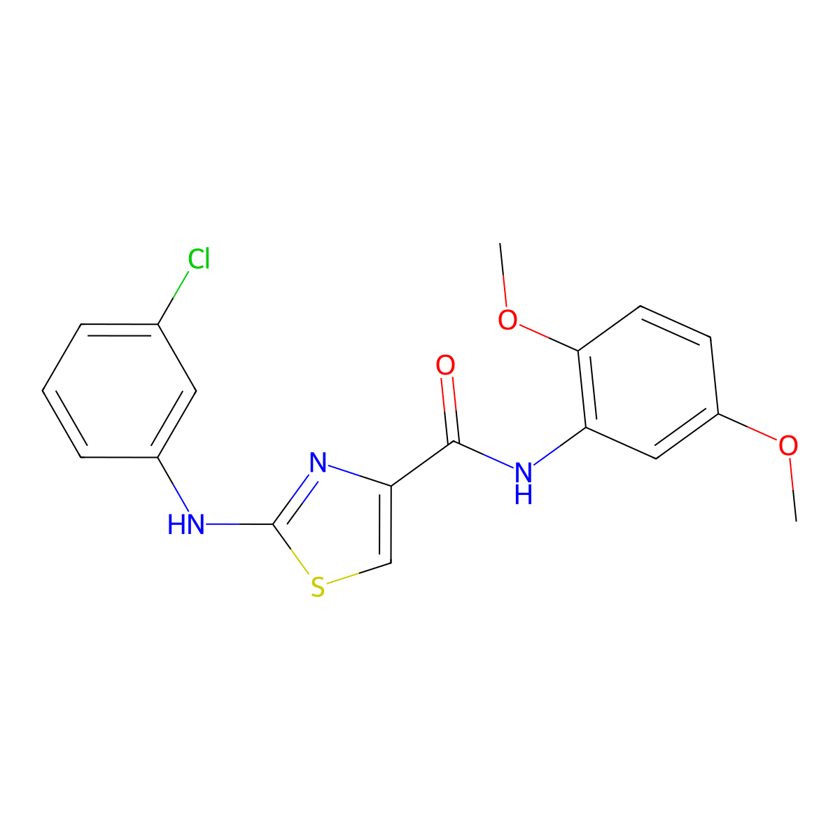2-((3-chlorophenyl)amino)-N-(2,5-dimethoxyphenyl)thiazole-4-carboxamide molecular structure, CAS 1203252-31-6