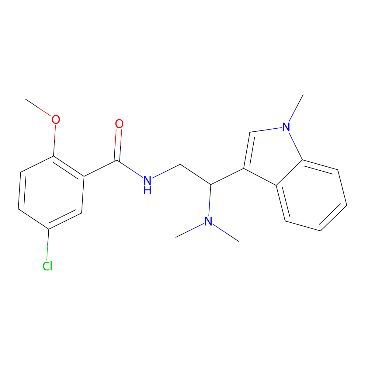 5-chloro-N-(2-(dimethylamino)-2-(1-methyl-1H-indol-3-yl)ethyl)-2-methoxybenzamide molecular structure, CAS 1203252-73-6