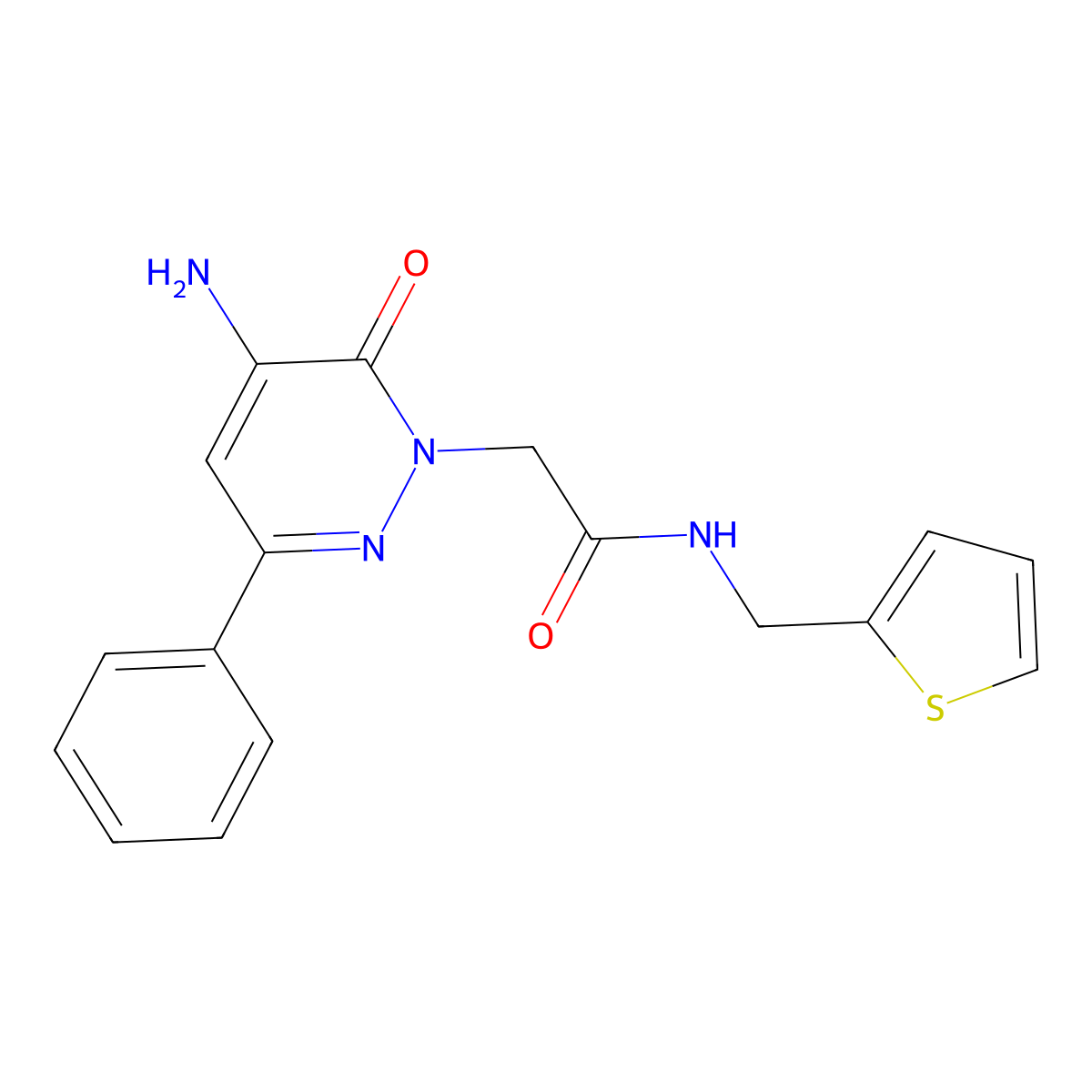 2-(5-amino-6-oxo-3-phenylpyridazin-1(6H)-yl)-N-(thiophen-2-ylmethyl)acetamide molecular structure, CAS 1203253-23-9