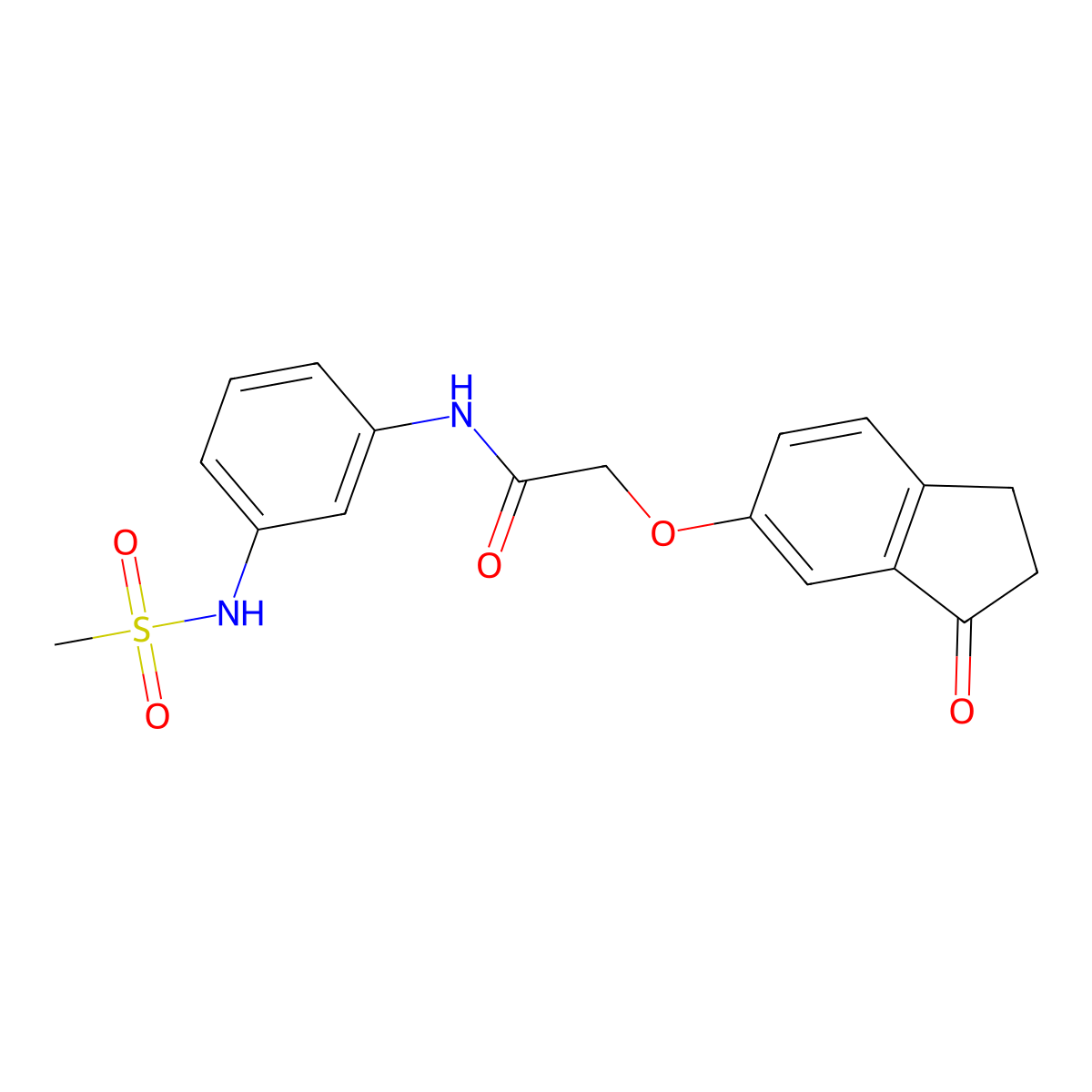 N-(3-methanesulfonamidophenyl)-2-[(3-oxo-2,3-dihydro-1H-inden-5-yl)oxy]acetamide molecular structure, CAS 1203253-94-4