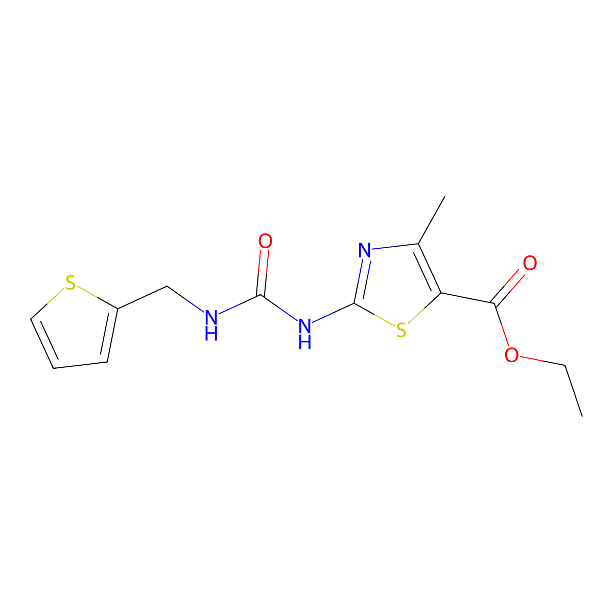 Ethyl 4-methyl-2-(3-(thiophen-2-ylmethyl)ureido)thiazole-5-carboxylate molecular structure, CAS 1203256-48-7