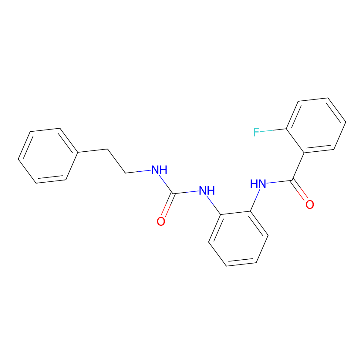 2-fluoro-N-(2-(3-phenethylureido)phenyl)benzamide molecular structure, CAS 1203257-16-2