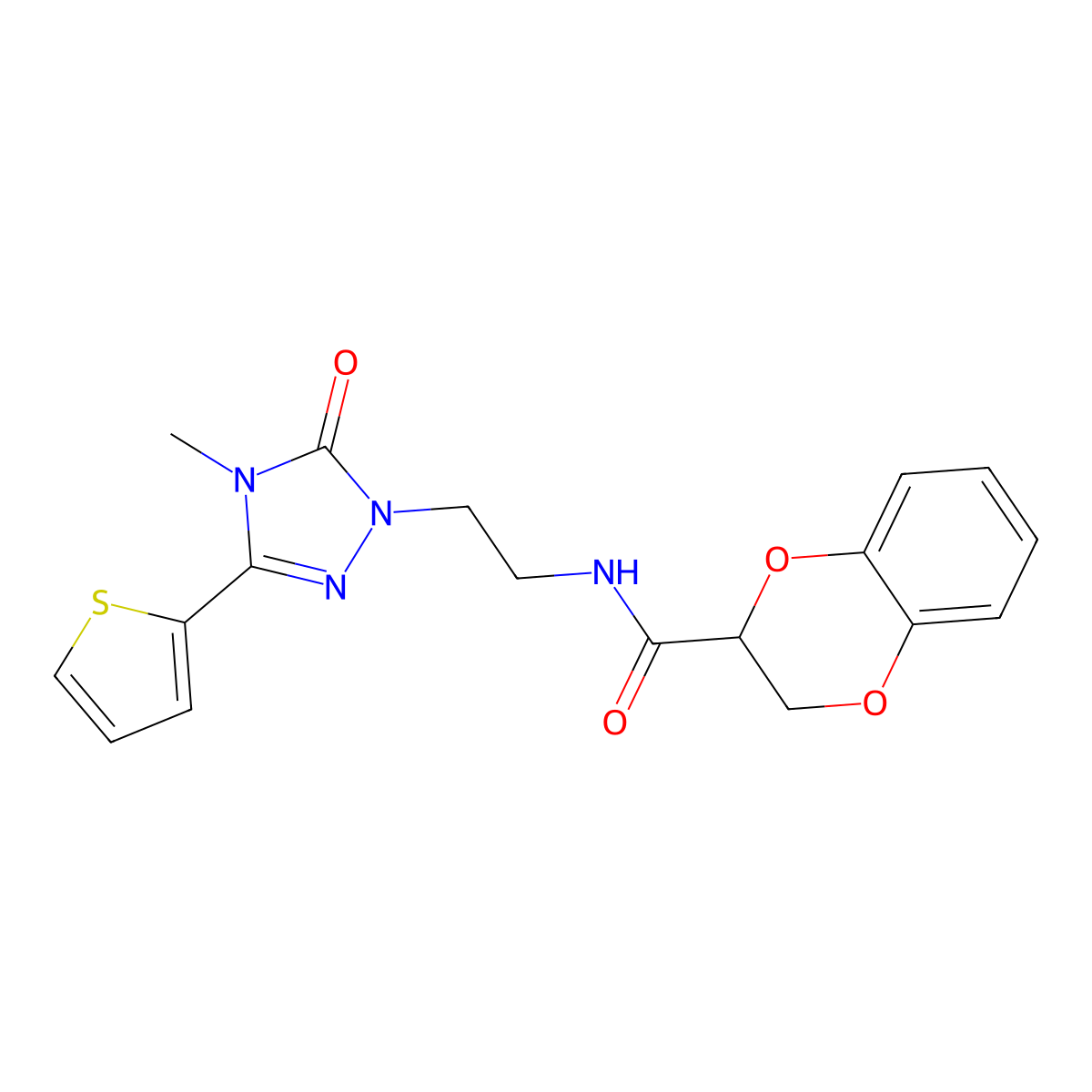 N-(2-(4-methyl-5-oxo-3-(thiophen-2-yl)-4,5-dihydro-1H-1,2,4-triazol-1-yl)ethyl)-2,3-dihydrobenzo[b][1,4]dioxine-2-carboxamide molecular structure, CAS 1203257-63-9