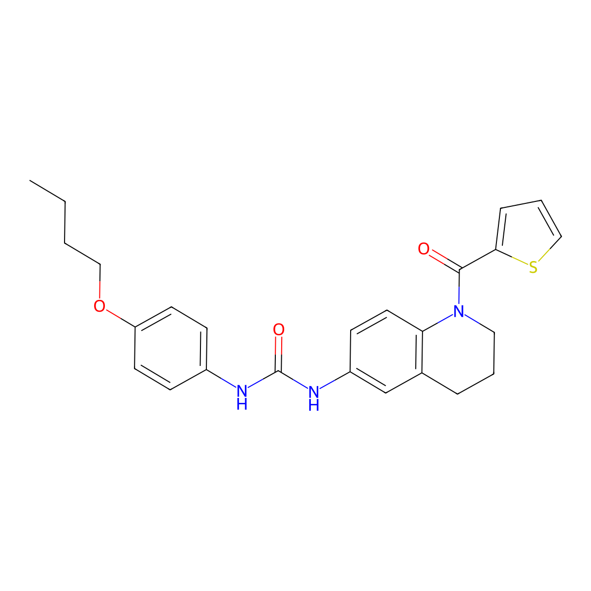 1-(4-Butoxyphenyl)-3-(1-(thiophene-2-carbonyl)-1,2,3,4-tetrahydroquinolin-6-yl)urea molecular structure, CAS 1203257-74-2