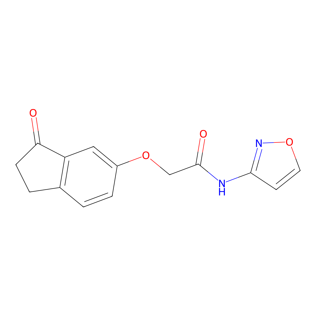 N-(isoxazol-3-yl)-2-((3-oxo-2,3-dihydro-1H-inden-5-yl)oxy)acetamide molecular structure, CAS 1203258-54-1