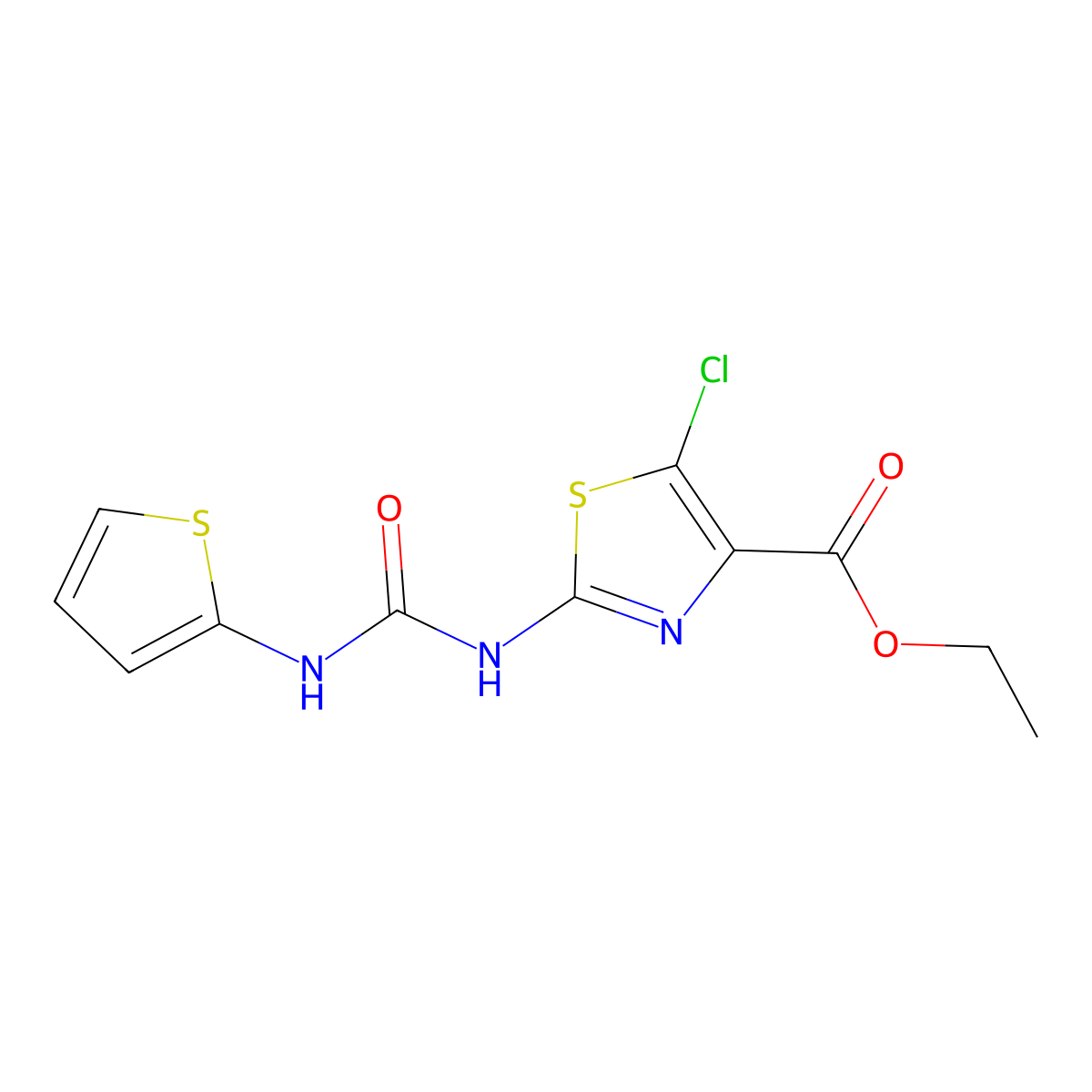 Ethyl 5-chloro-2-(3-(thiophen-2-yl)ureido)thiazole-4-carboxylate molecular structure, CAS 1203258-78-9