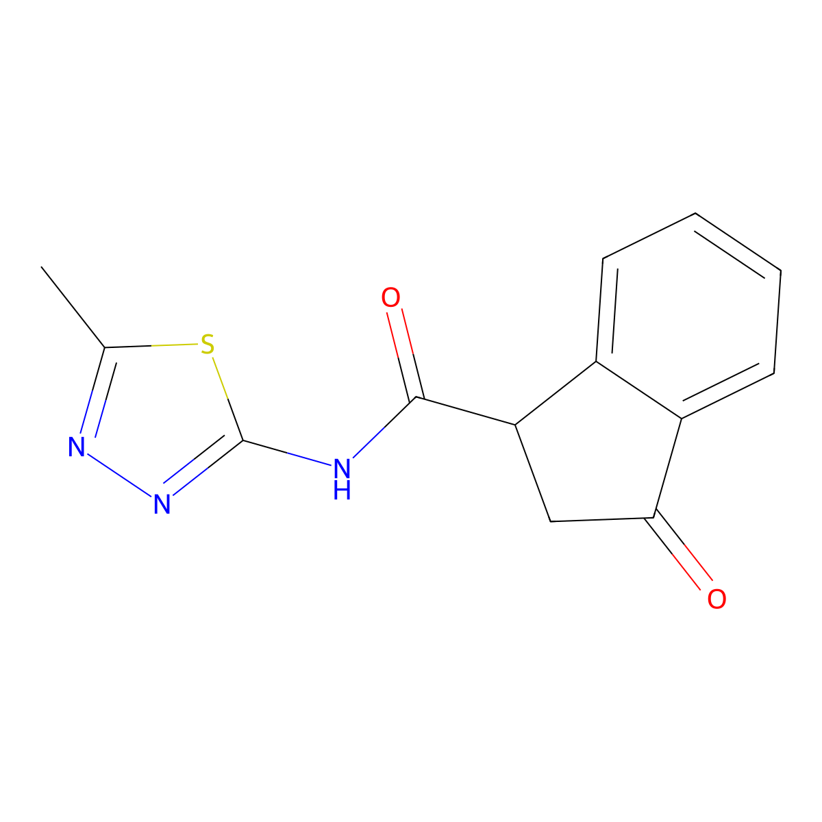 N-(5-methyl-1,3,4-thiadiazol-2-yl)-3-oxo-2,3-dihydro-1H-indene-1-carboxamide molecular structure, CAS 1203258-97-2