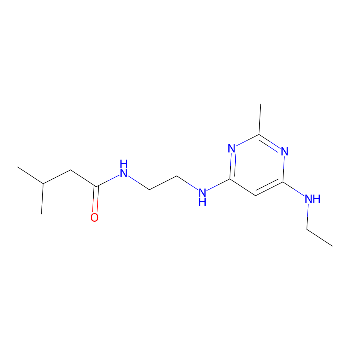 N-(2-{[6-(ethylamino)-2-methylpyrimidin-4-yl]amino}ethyl)-3-methylbutanamide molecular structure, CAS 1203259-46-4