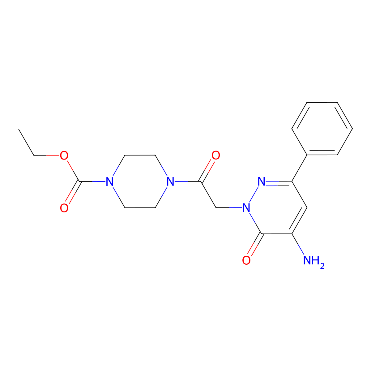 ethyl 4-(2-(5-amino-6-oxo-3-phenylpyridazin-1(6H)-yl)acetyl)piperazine-1-carboxylate molecular structure, CAS 1203259-67-9