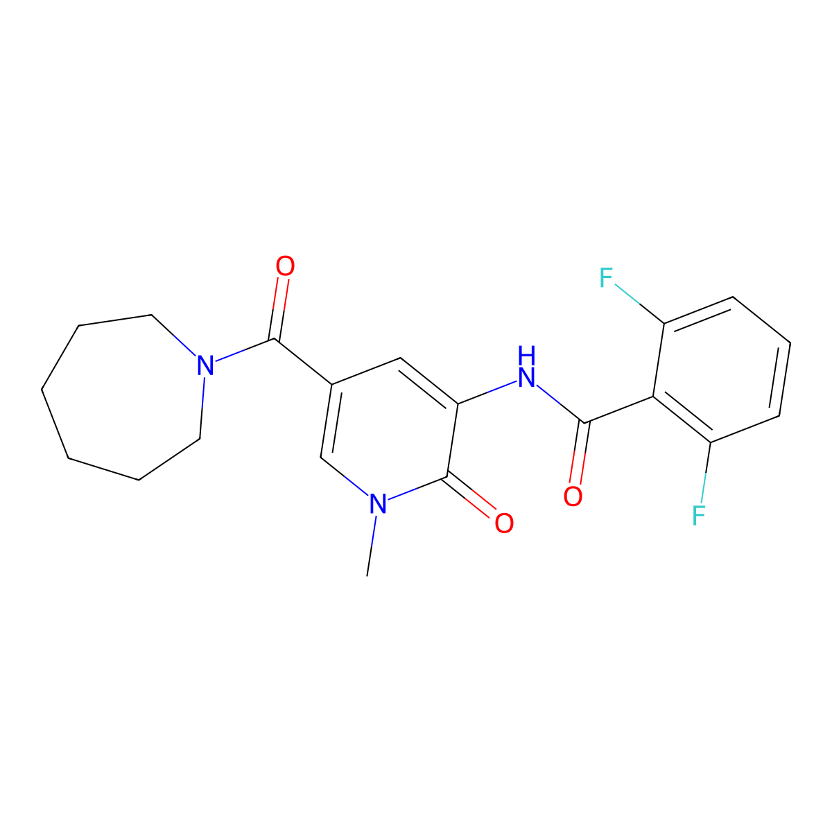 N-[5-(azepane-1-carbonyl)-1-methyl-2-oxo-1,2-dihydropyridin-3-yl]-2,6-difluorobenzamide molecular structure, CAS 1203259-75-9