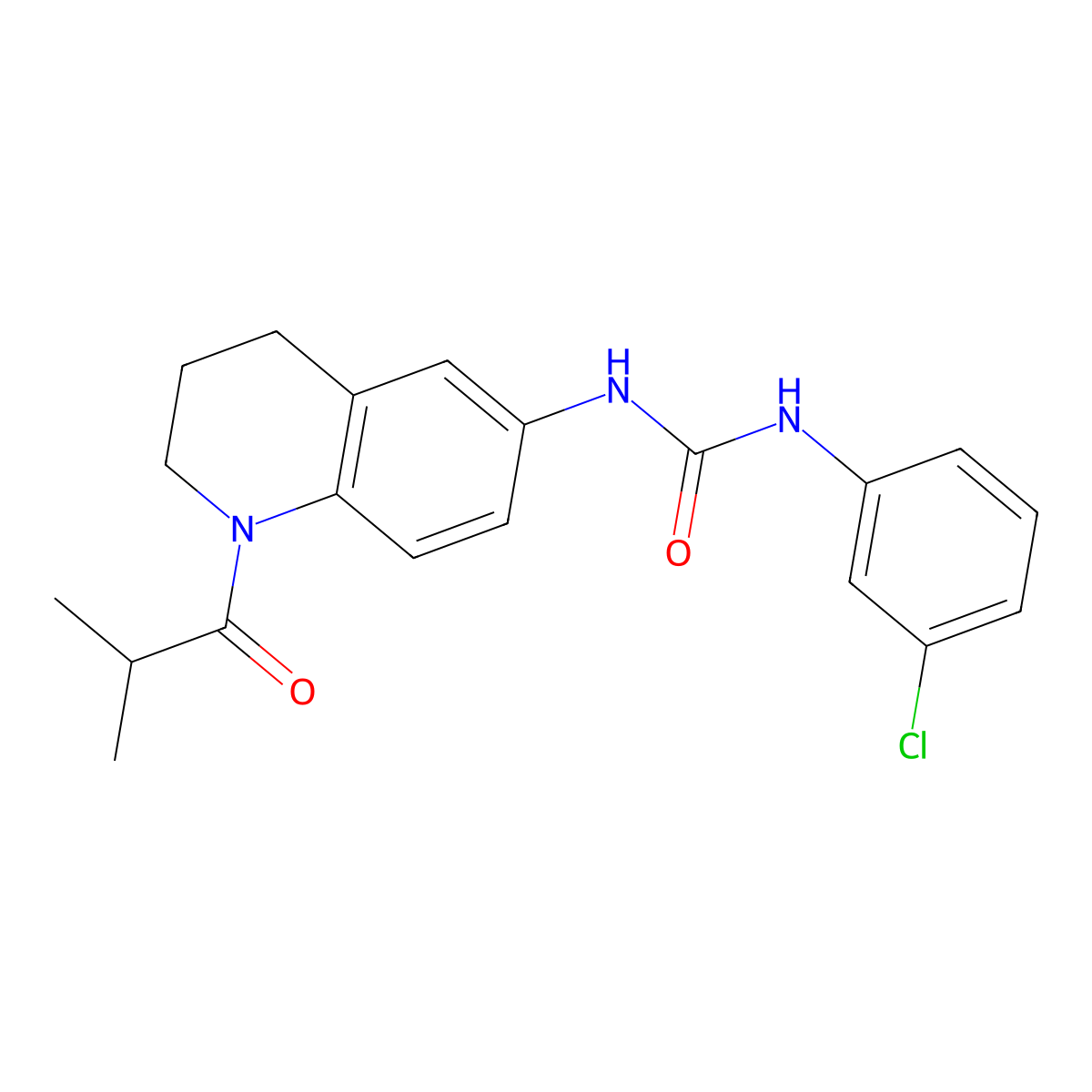 1-(3-Chlorophenyl)-3-(1-isobutyryl-1,2,3,4-tetrahydroquinolin-6-yl)urea molecular structure, CAS 1203260-05-2