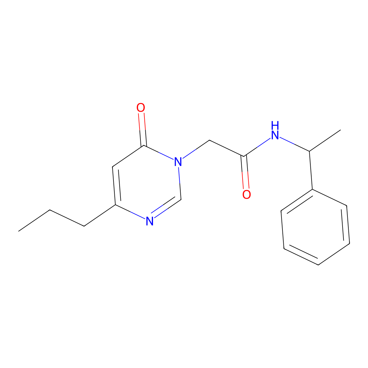 2-(6-oxo-4-propylpyrimidin-1(6H)-yl)-N-(1-phenylethyl)acetamide molecular structure, CAS 1203260-76-7