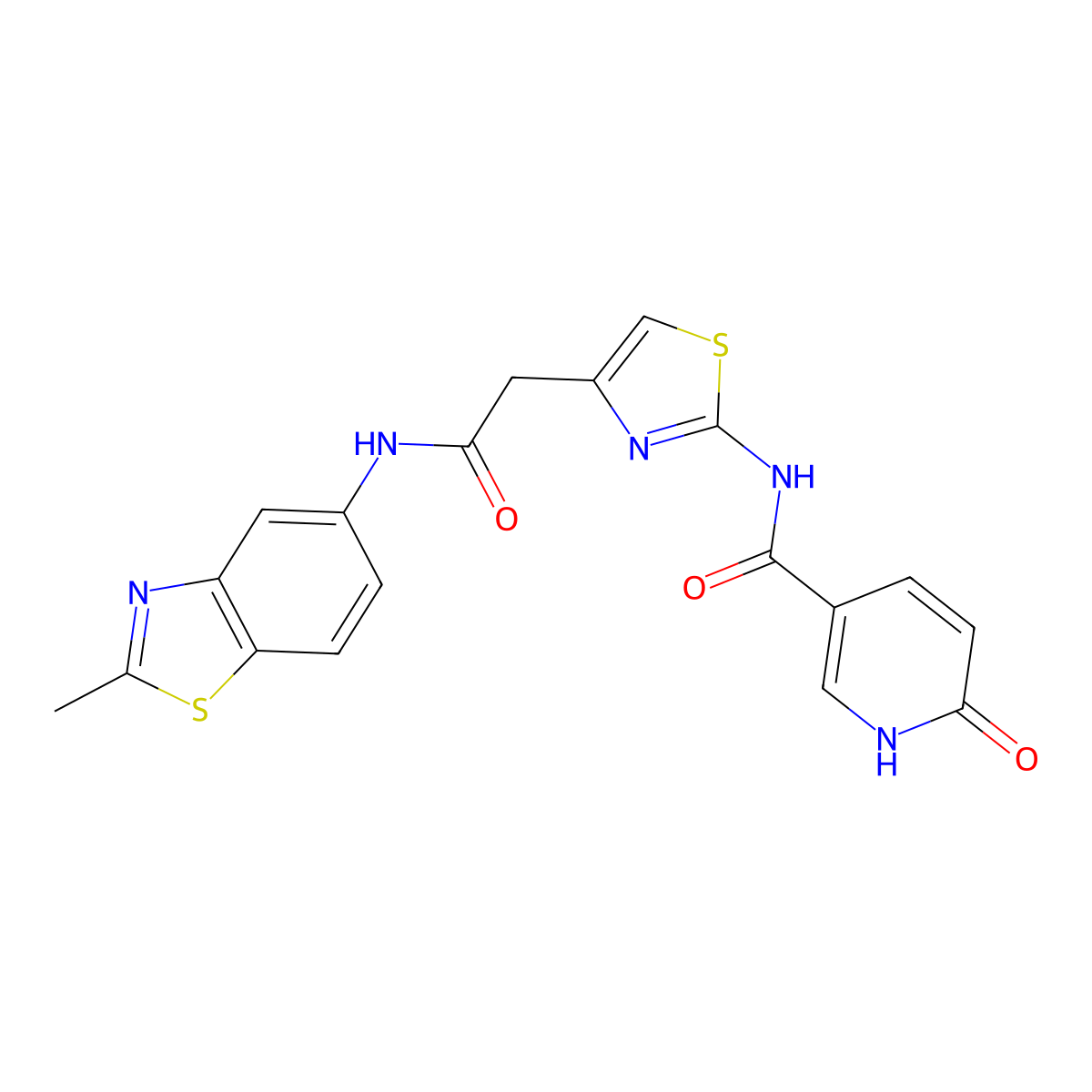 N-(4-(2-((2-methylbenzo[d]thiazol-5-yl)amino)-2-oxoethyl)thiazol-2-yl)-6-oxo-1,6-dihydropyridine-3-carboxamide molecular structure, CAS 1203260-79-0