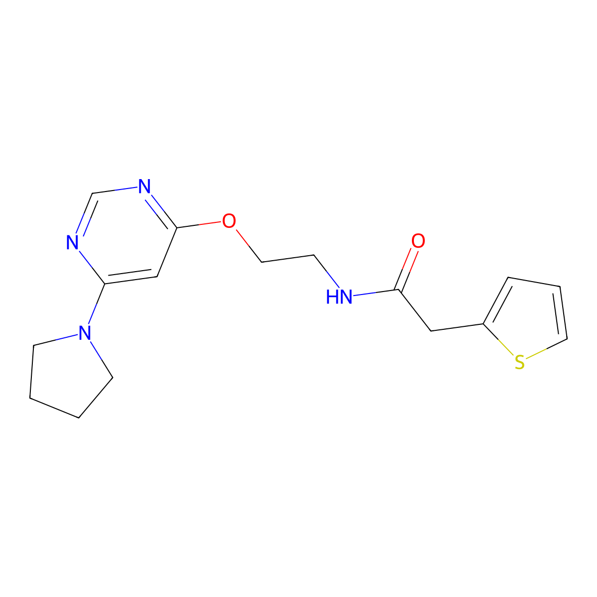 N-(2-{[6-(pyrrolidin-1-yl)pyrimidin-4-yl]oxy}ethyl)-2-(thiophen-2-yl)acetamide molecular structure, CAS 1203260-93-8