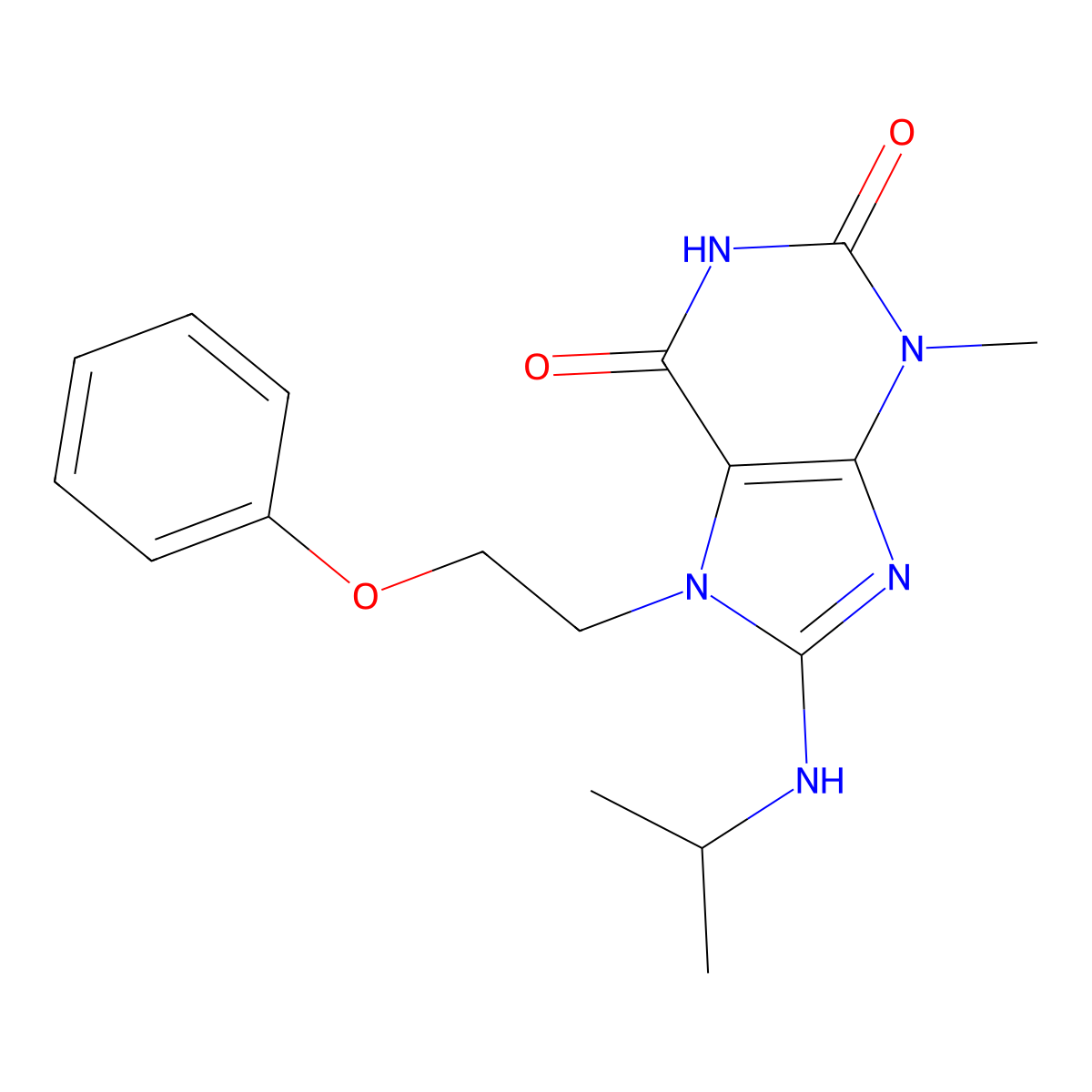 8-(isopropylamino)-3-methyl-7-(2-phenoxyethyl)-1H-purine-2,6(3H,7H)-dione molecular structure, CAS 1203261-05-5