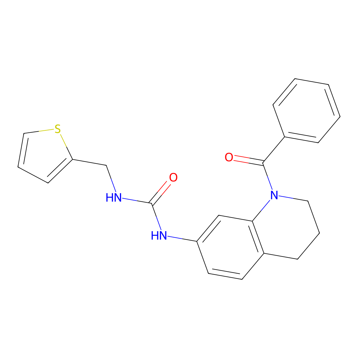 1-(1-Benzoyl-1,2,3,4-tetrahydroquinolin-7-yl)-3-(thiophen-2-ylmethyl)urea molecular structure, CAS 1203262-02-5