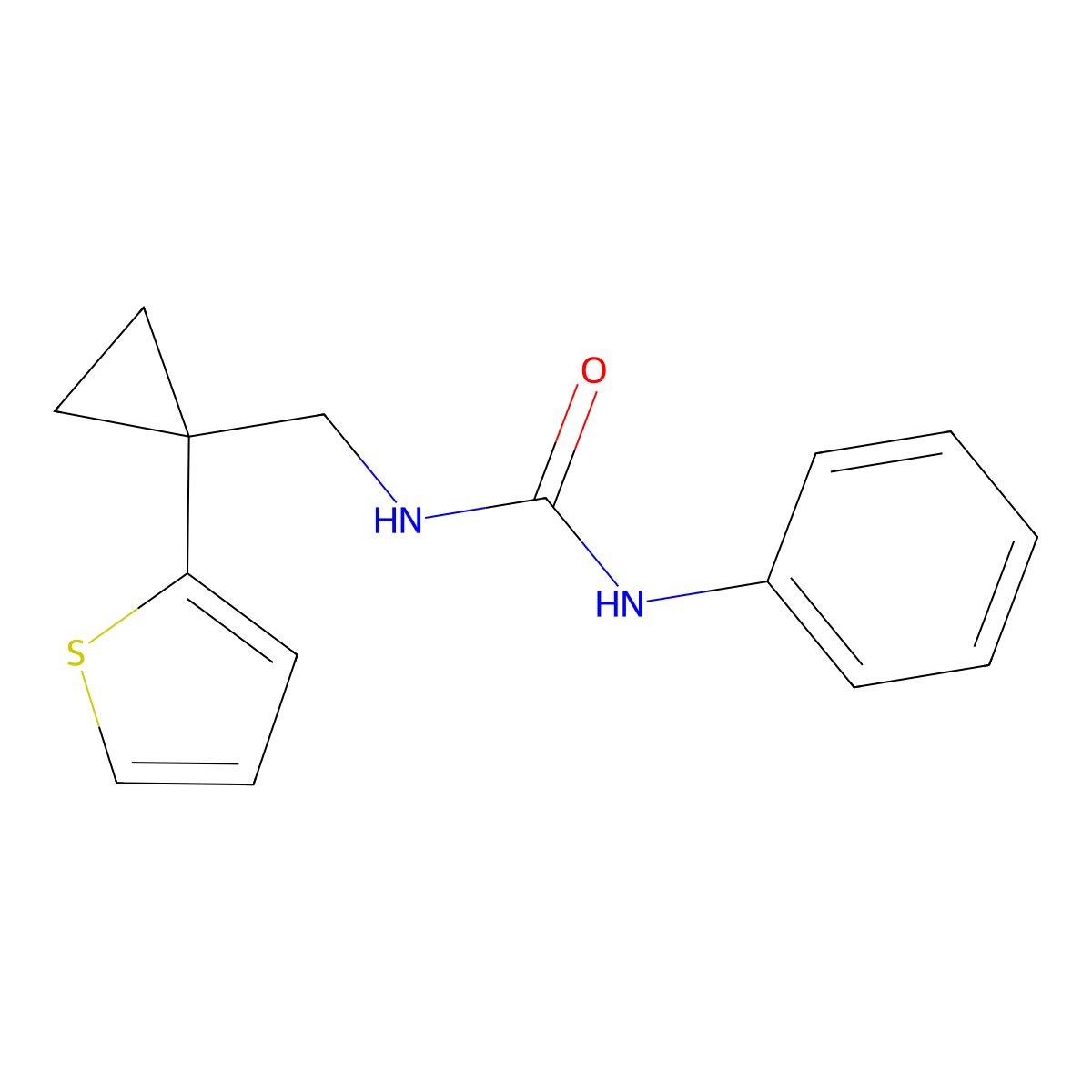 1-Phenyl-3-((1-(thiophen-2-yl)cyclopropyl)methyl)urea molecular structure, CAS 1203263-00-6