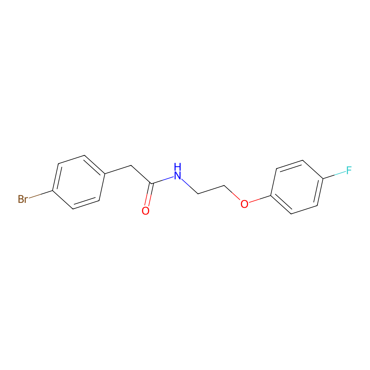 2-(4-bromophenyl)-N-(2-(4-fluorophenoxy)ethyl)acetamide molecular structure, CAS 1203263-68-6
