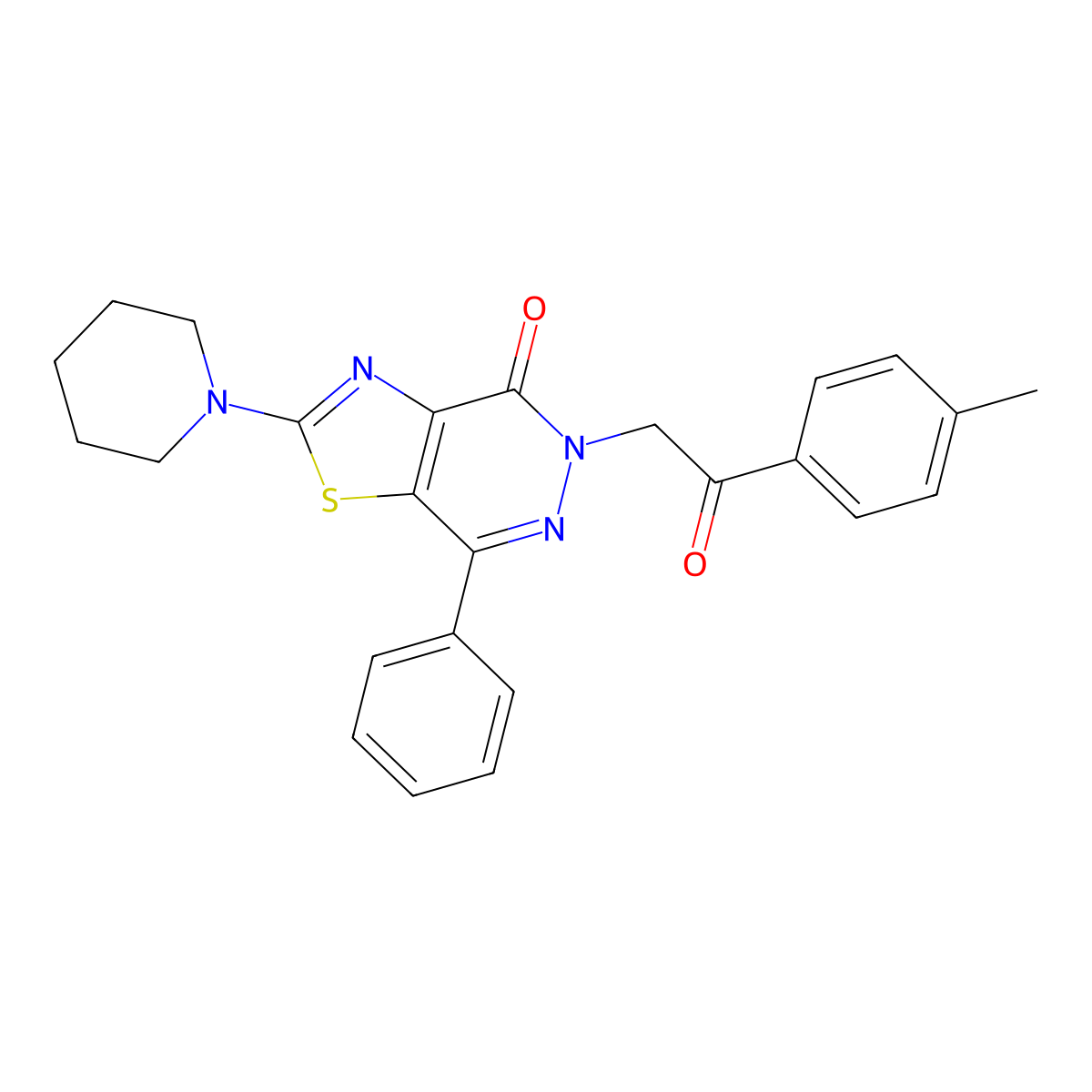 5-(2-oxo-2-(p-tolyl)ethyl)-7-phenyl-2-(piperidin-1-yl)thiazolo[4,5-d]pyridazin-4(5H)-one molecular structure, CAS 1203263-79-9