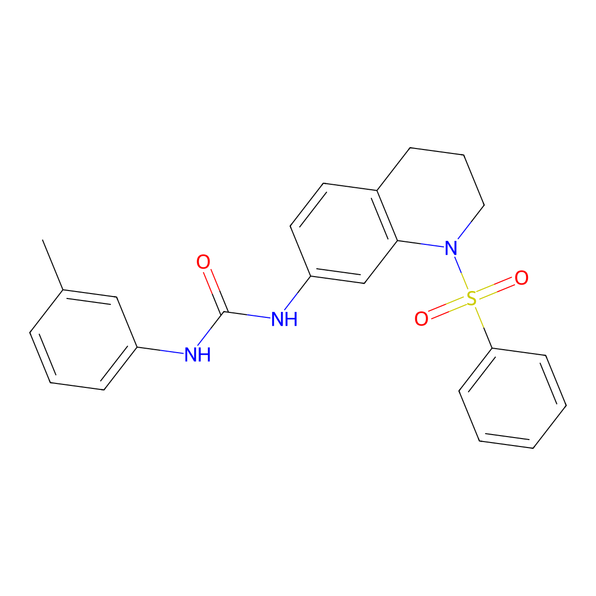 1-(1-(Phenylsulfonyl)-1,2,3,4-tetrahydroquinolin-7-yl)-3-(m-tolyl)urea molecular structure, CAS 1203263-92-6